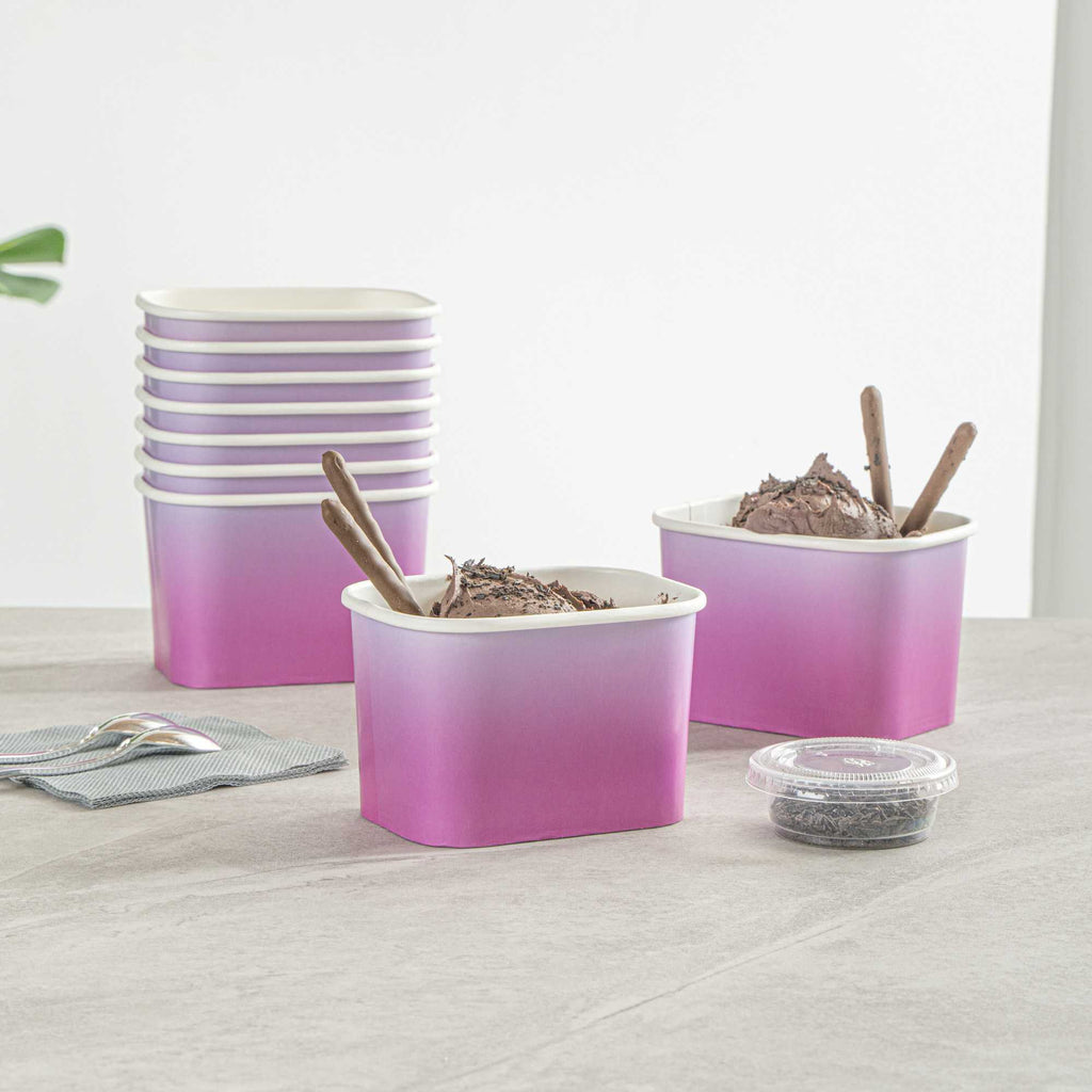Coppetta 12 oz Square Purple And Blue Ombre Paper To Go Cup - 4 1/4" x 3 1/4" x 2 3/4" - 50 count box