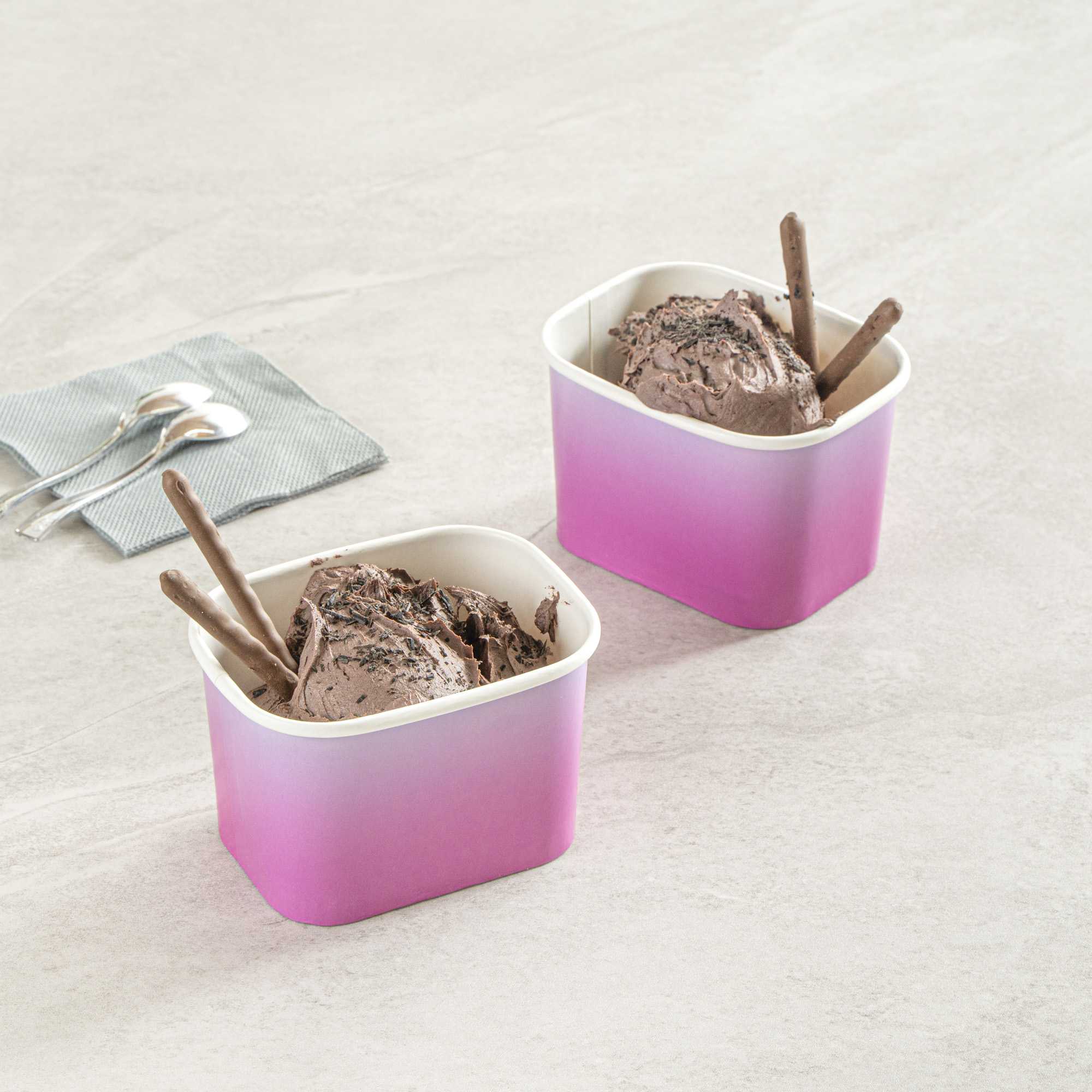 Coppetta 12 oz Square Purple And Blue Ombre Paper To Go Cup - 4 1/4" x 3 1/4" x 2 3/4" - 50 count box