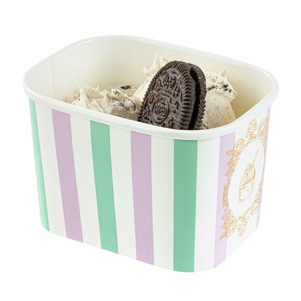 Coppetta 12 oz Square Purple And Blue Stripe Paper To Go Cup - 4 1/4" x 3 1/4" x 2 3/4" - 50 count box