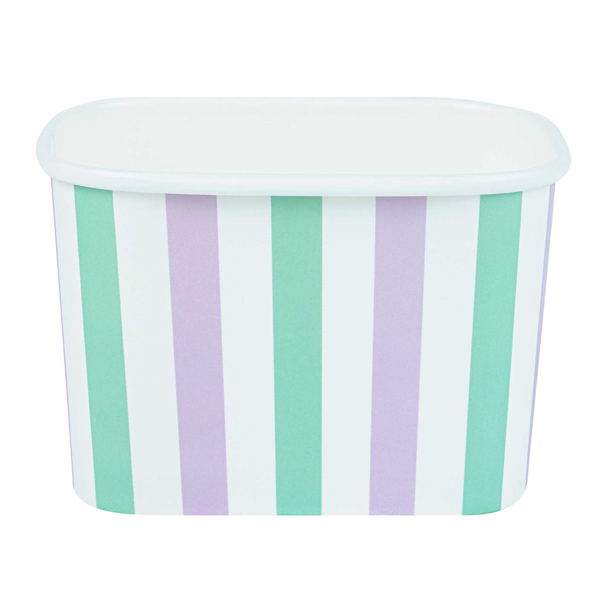 Coppetta 12 oz Square Purple And Blue Stripe Paper To Go Cup - 4 1/4" x 3 1/4" x 2 3/4" - 50 count box