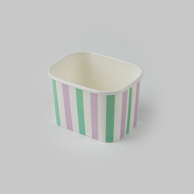 Coppetta 12 oz Square Purple And Blue Stripe Paper To Go Cup - 4 1/4" x 3 1/4" x 2 3/4" - 200 count box