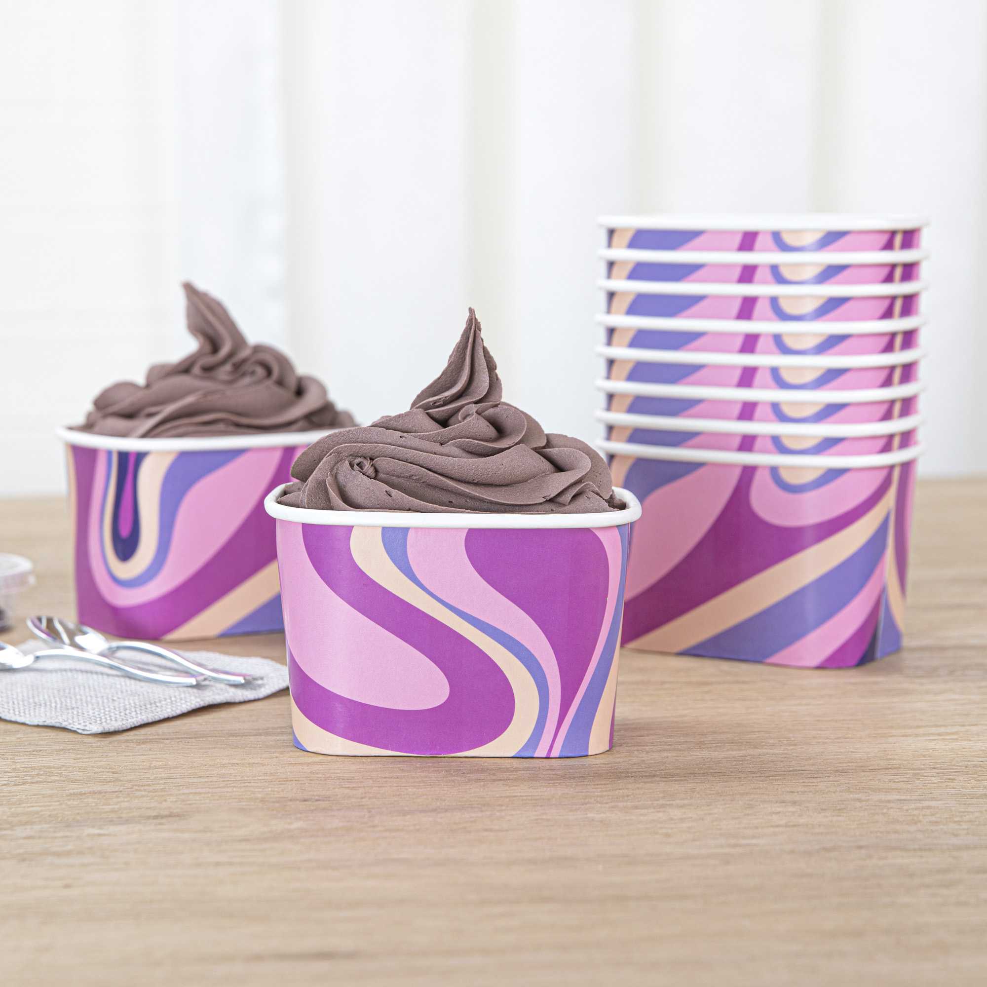 Coppetta 12 oz Square Midnight Groove Paper To Go Cup - 4 1/4" x 3 1/4" x 2 3/4" - 50 count box