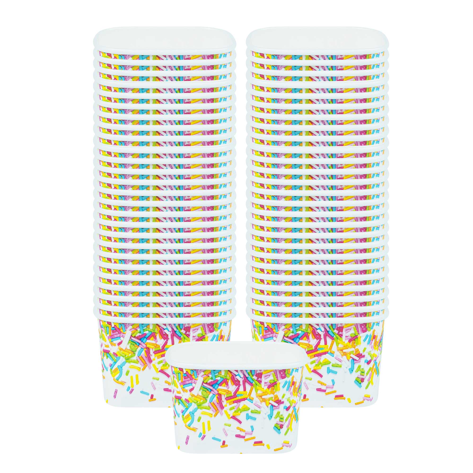 Coppetta 12 oz Square Paper To Go Cup - with Party Sprinkles - 4 1/4" x 3 1/4" x 2 3/4" - 50 count box