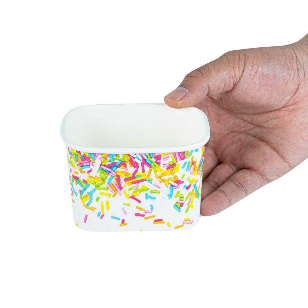 Coppetta 12 oz Square Paper To Go Cup - with Party Sprinkles - 4 1/4" x 3 1/4" x 2 3/4" - 50 count box