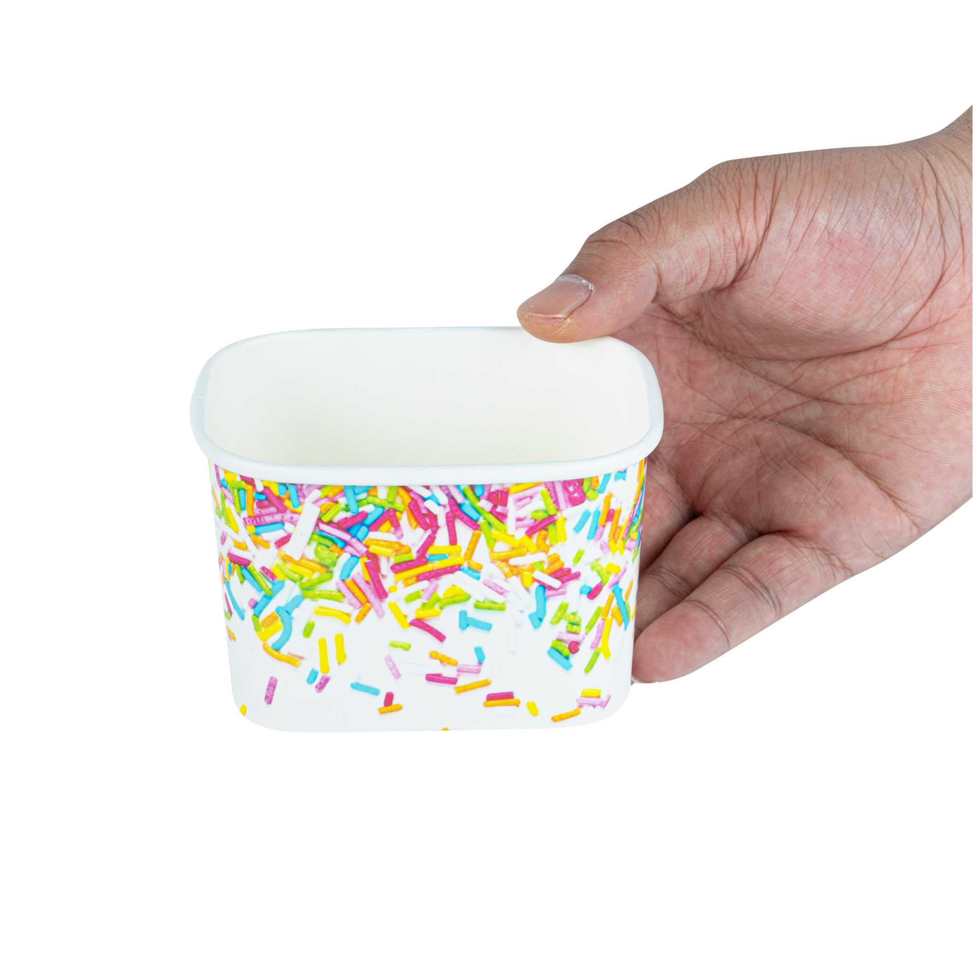 Coppetta 12 oz Square Paper To Go Cup - with Party Sprinkles - 4 1/4" x 3 1/4" x 2 3/4" - 50 count box