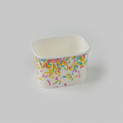 Coppetta 12 oz Square Paper To Go Cup - with Party Sprinkles - 4 1/4" x 3 1/4" x 2 3/4" - 50 count box