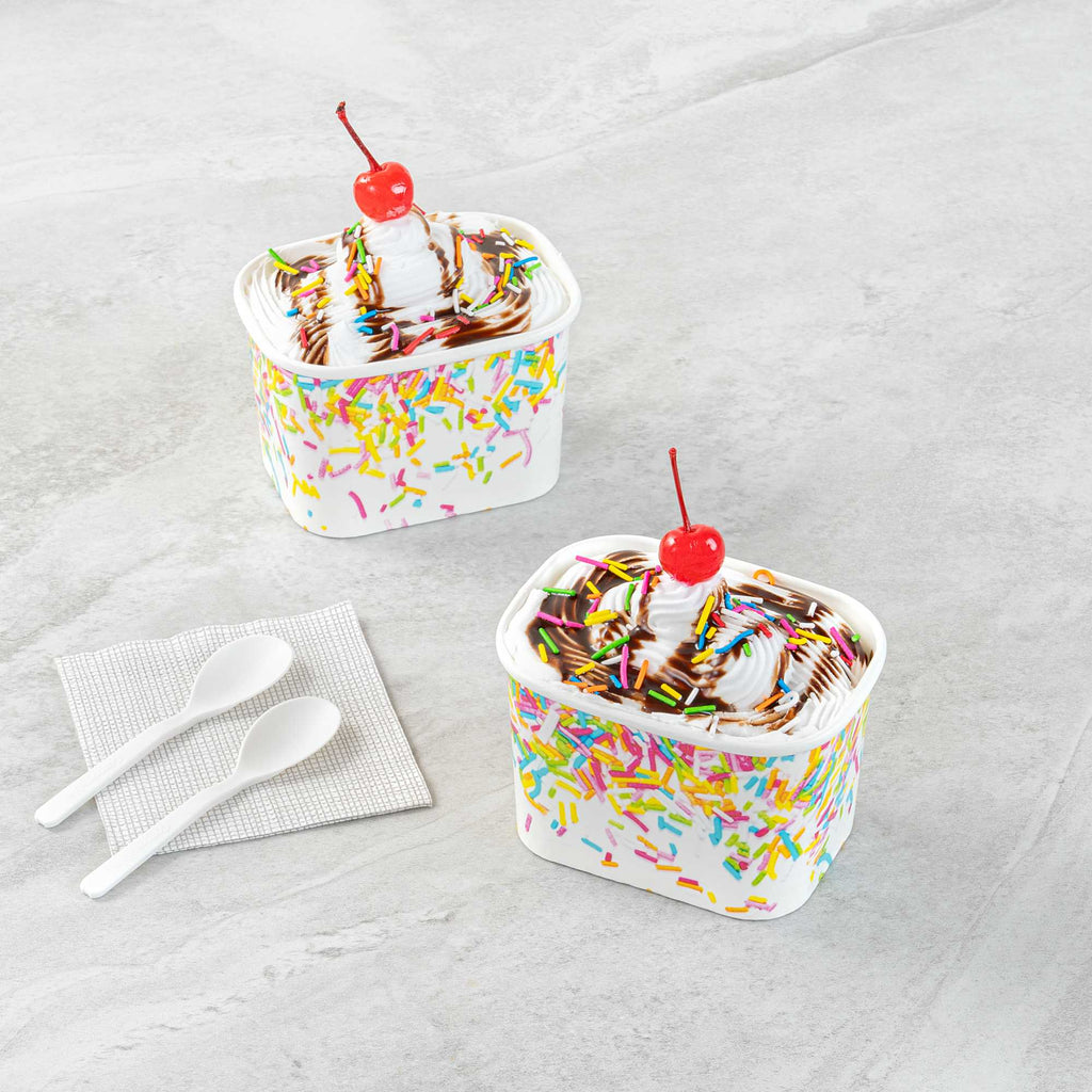 Coppetta 12 oz Square Paper To Go Cup - with Party Sprinkles - 4 1/4" x 3 1/4" x 2 3/4" - 50 count box