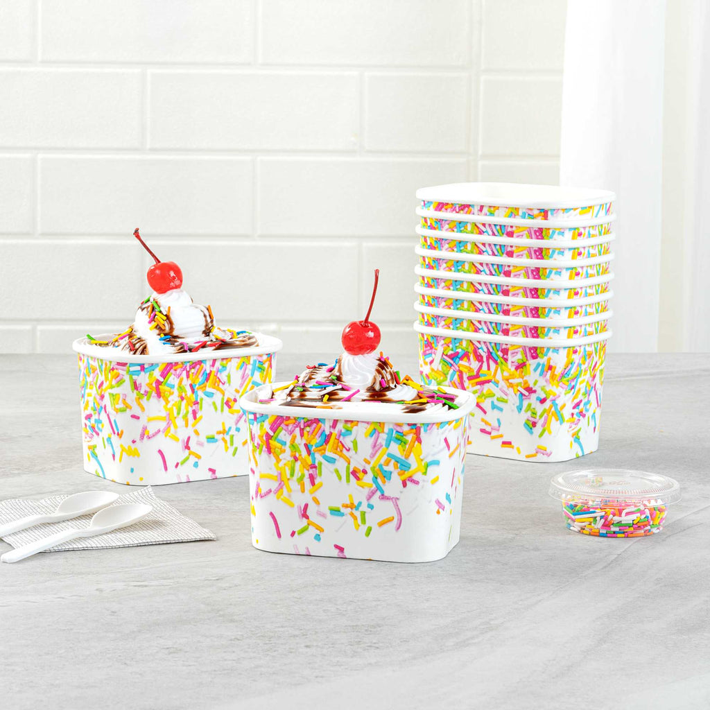 Coppetta 12 oz Square Paper To Go Cup - with Party Sprinkles - 4 1/4" x 3 1/4" x 2 3/4" - 50 count box