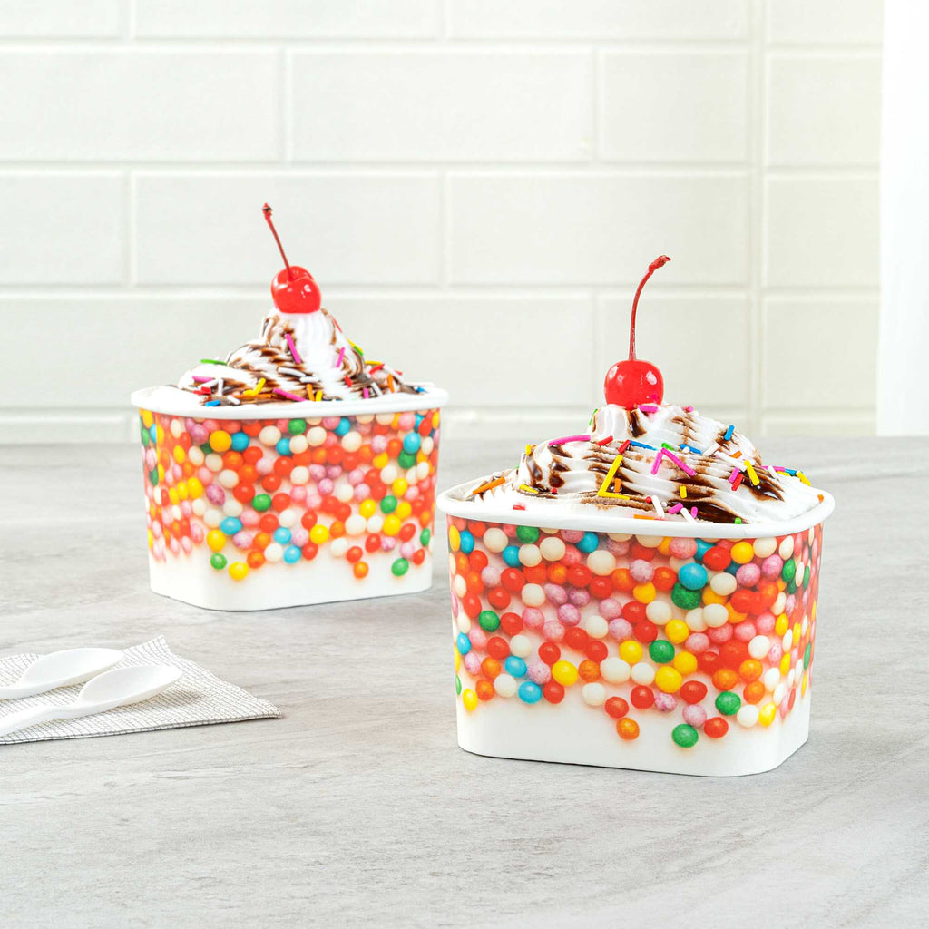 Coppetta 12 oz Square Paper To Go Cup - with Round Sprinkles - 4 1/4" x 3 1/4" x 2 3/4" - 50 count box