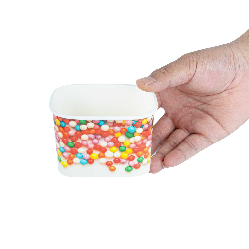 Coppetta 12 oz Square Paper To Go Cup - with Round Sprinkles - 4 1/4" x 3 1/4" x 2 3/4" - 50 count box