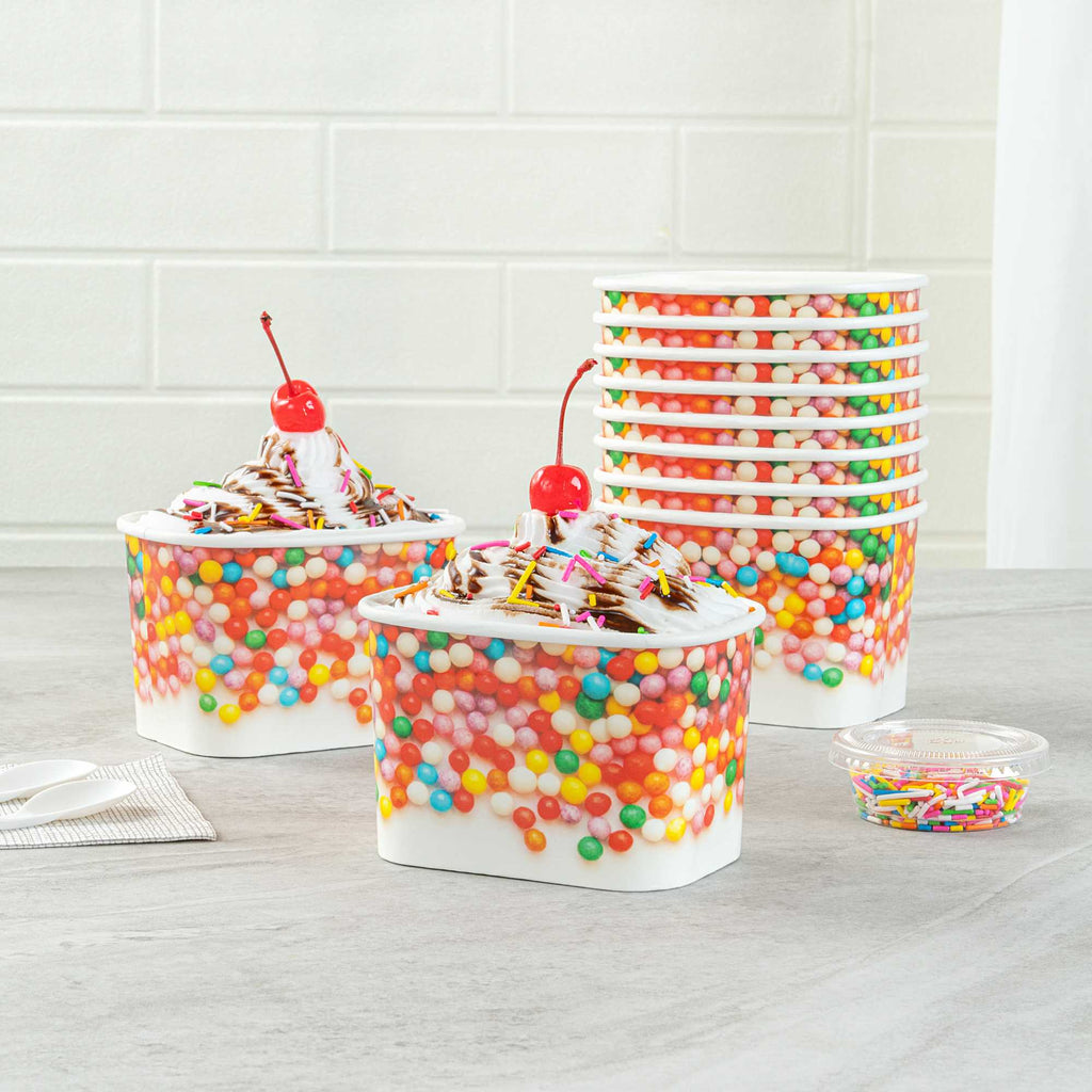 Coppetta 12 oz Square Paper To Go Cup - with Round Sprinkles - 4 1/4" x 3 1/4" x 2 3/4" - 50 count box