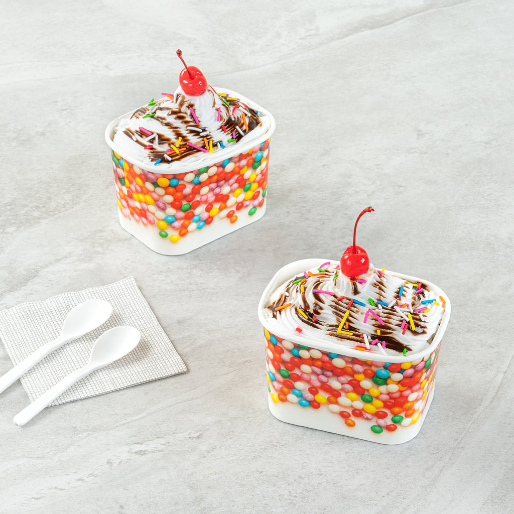 Coppetta 12 oz Square Paper To Go Cup - with Round Sprinkles - 4 1/4" x 3 1/4" x 2 3/4" - 200 count box