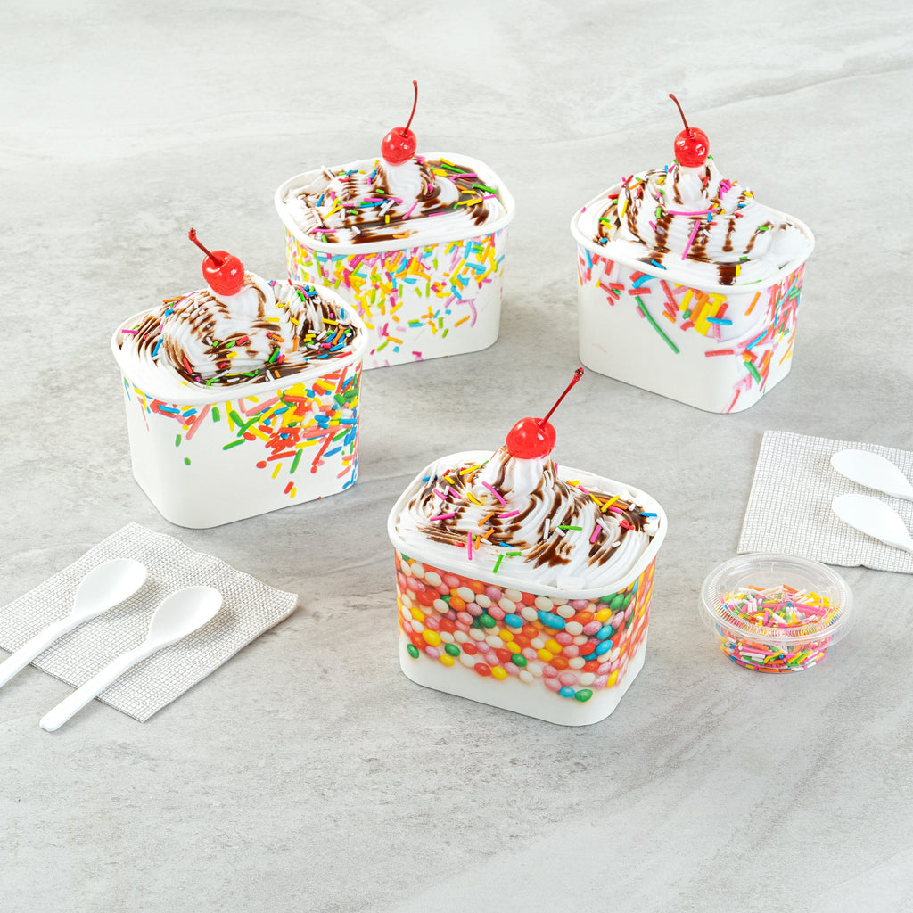 Coppetta 12 oz Square Paper To Go Cup - with Round Sprinkles - 4 1/4" x 3 1/4" x 2 3/4" - 200 count box