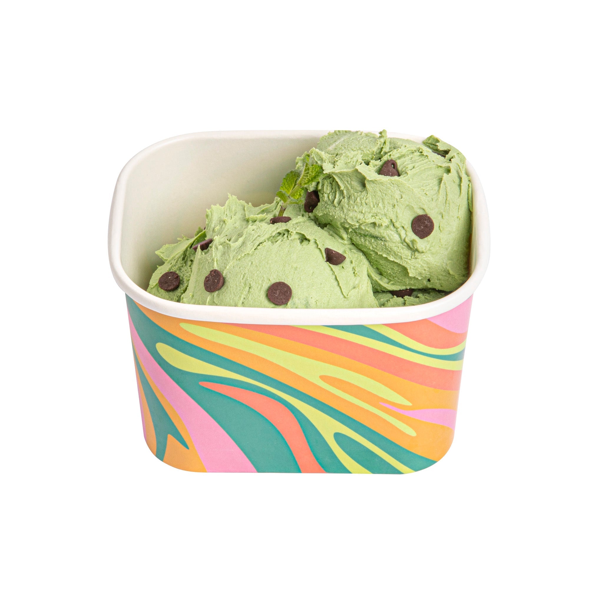 Coppetta 12 oz Square Psychedelic Sunrise Paper To Go Cup - 4 1/4" x 3 1/4" x 2 3/4" - 200 count box