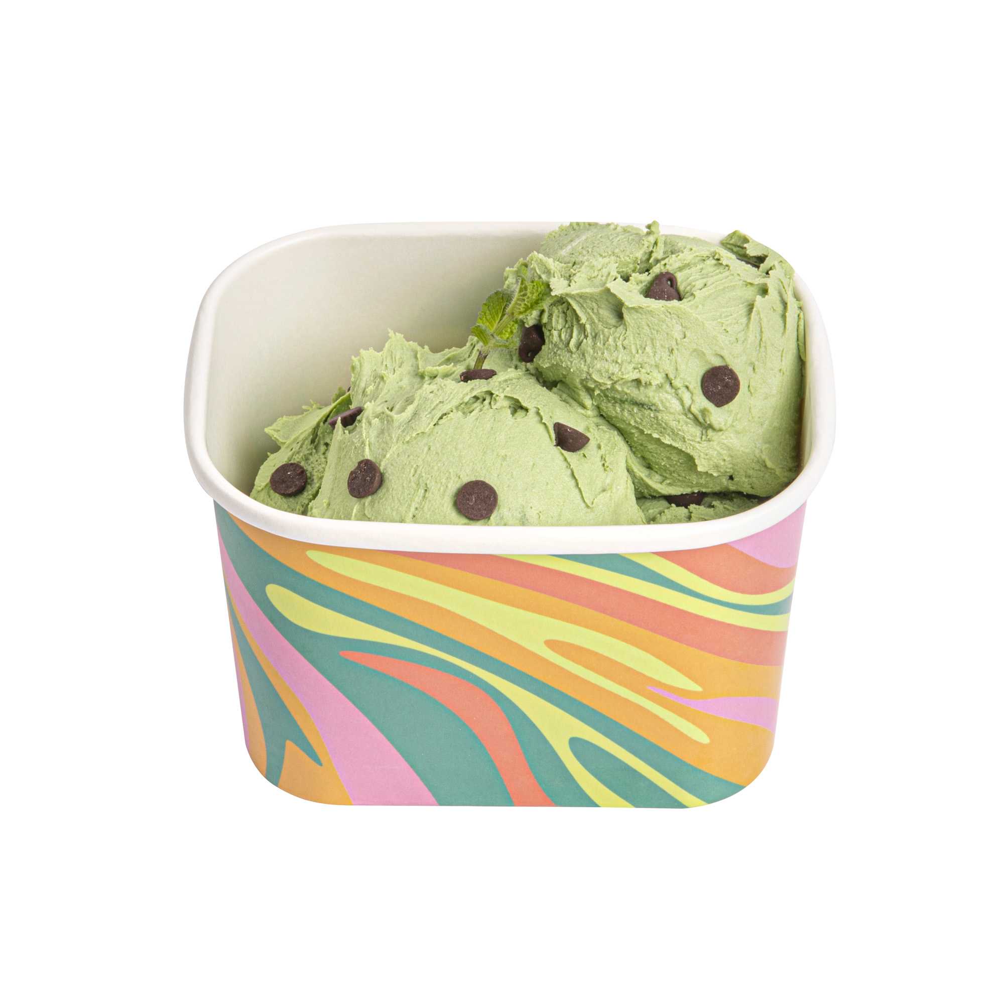 Coppetta 12 oz Square Psychedelic Sunrise Paper To Go Cup - 4 1/4" x 3 1/4" x 2 3/4" - 50 count box