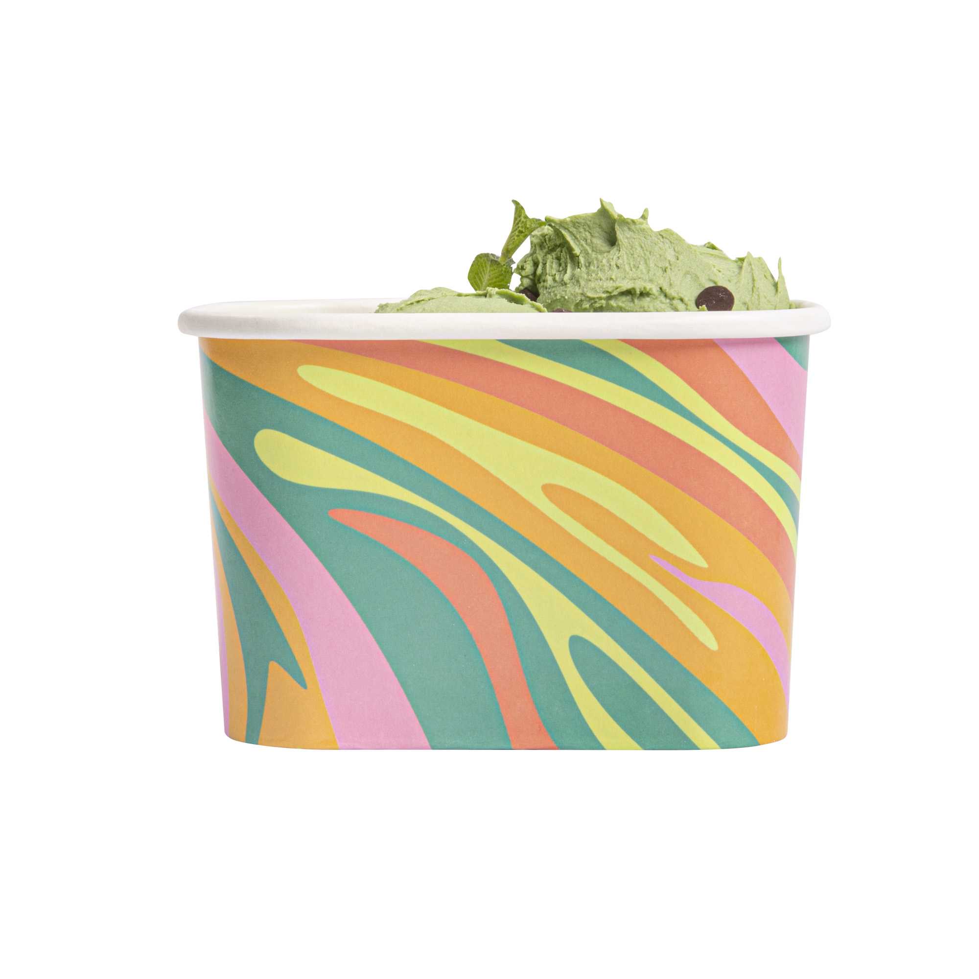 Coppetta 12 oz Square Psychedelic Sunrise Paper To Go Cup - 4 1/4" x 3 1/4" x 2 3/4" - 50 count box