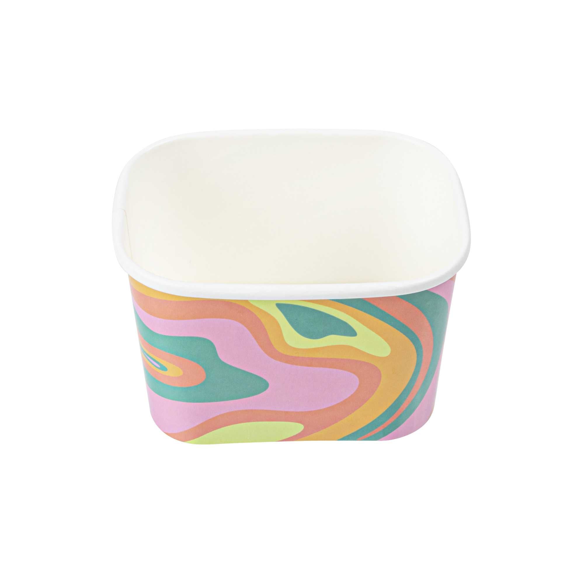 Coppetta 12 oz Square Psychedelic Sunrise Paper To Go Cup - 4 1/4" x 3 1/4" x 2 3/4" - 50 count box