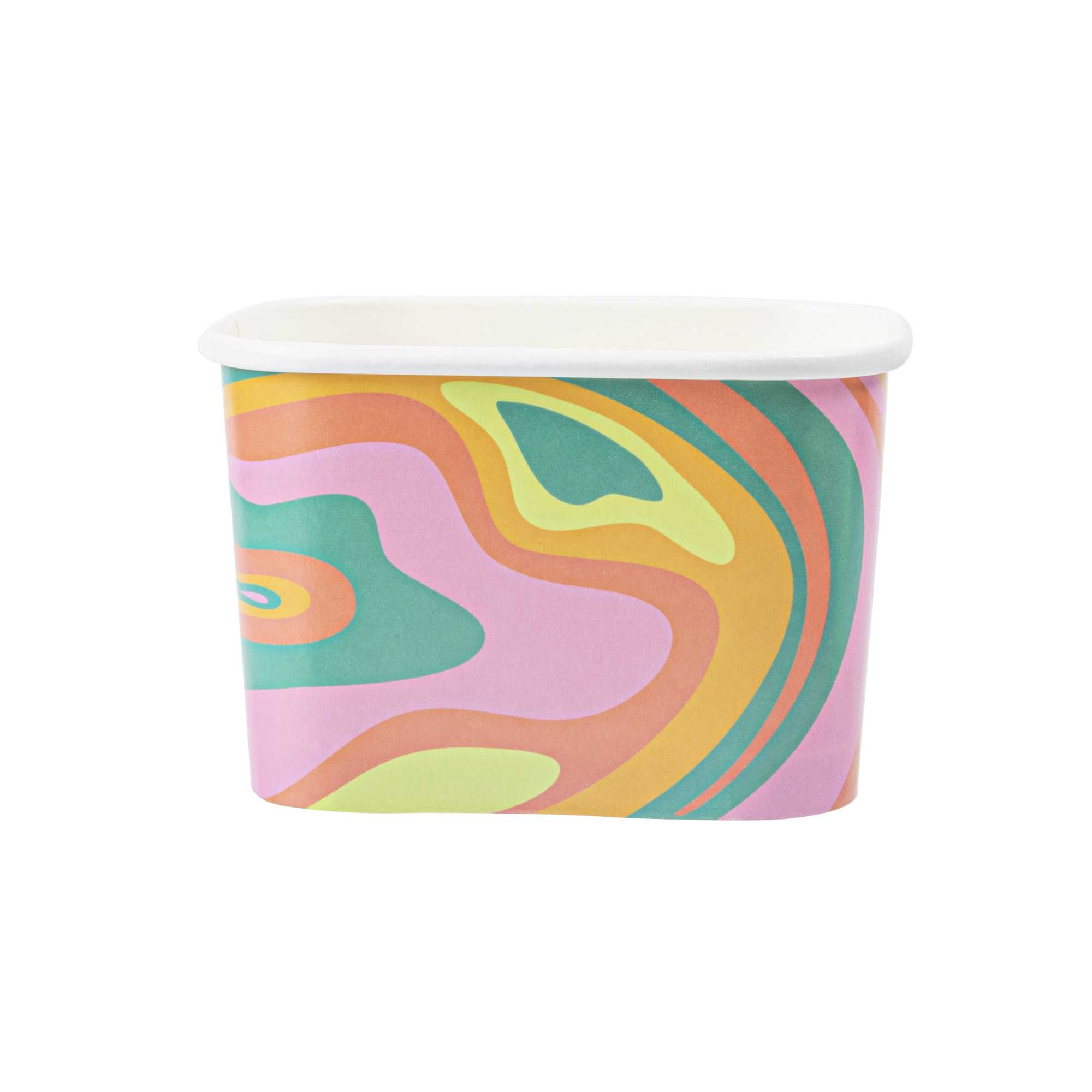 Coppetta 12 oz Square Psychedelic Sunrise Paper To Go Cup - 4 1/4" x 3 1/4" x 2 3/4" - 50 count box