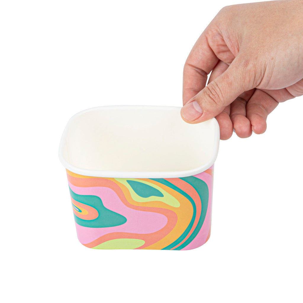 Coppetta 12 oz Square Psychedelic Sunrise Paper To Go Cup - 4 1/4" x 3 1/4" x 2 3/4" - 200 count box