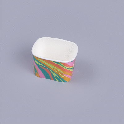 Coppetta 12 oz Square Psychedelic Sunrise Paper To Go Cup - 4 1/4" x 3 1/4" x 2 3/4" - 200 count box