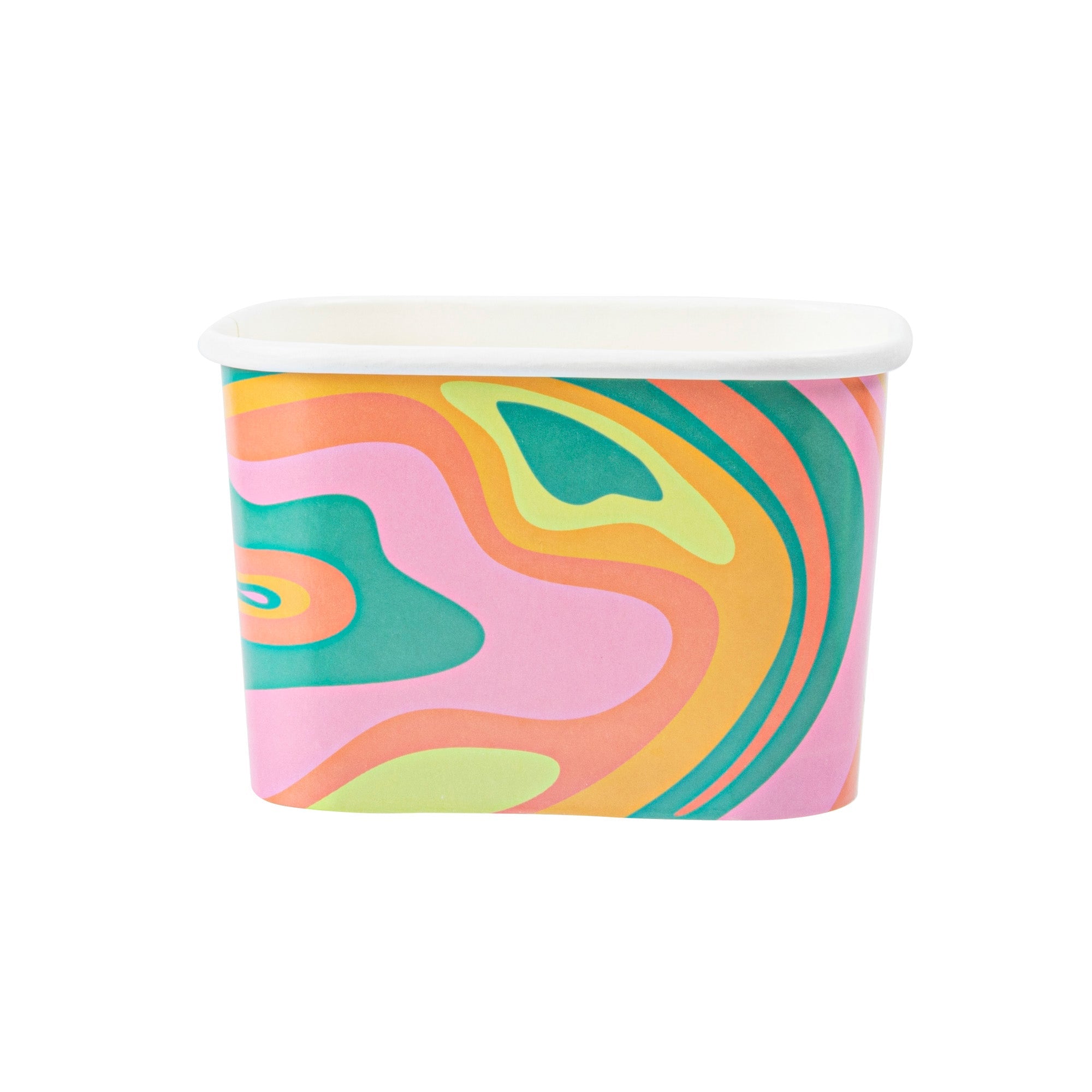 Coppetta 12 oz Square Psychedelic Sunrise Paper To Go Cup - 4 1/4" x 3 1/4" x 2 3/4" - 200 count box