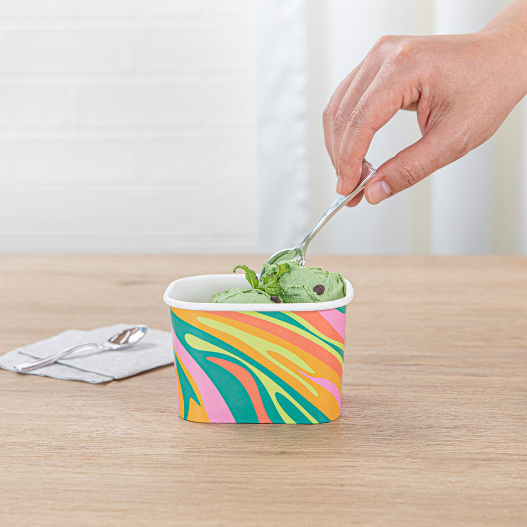 Coppetta 12 oz Square Psychedelic Sunrise Paper To Go Cup - 4 1/4" x 3 1/4" x 2 3/4" - 200 count box