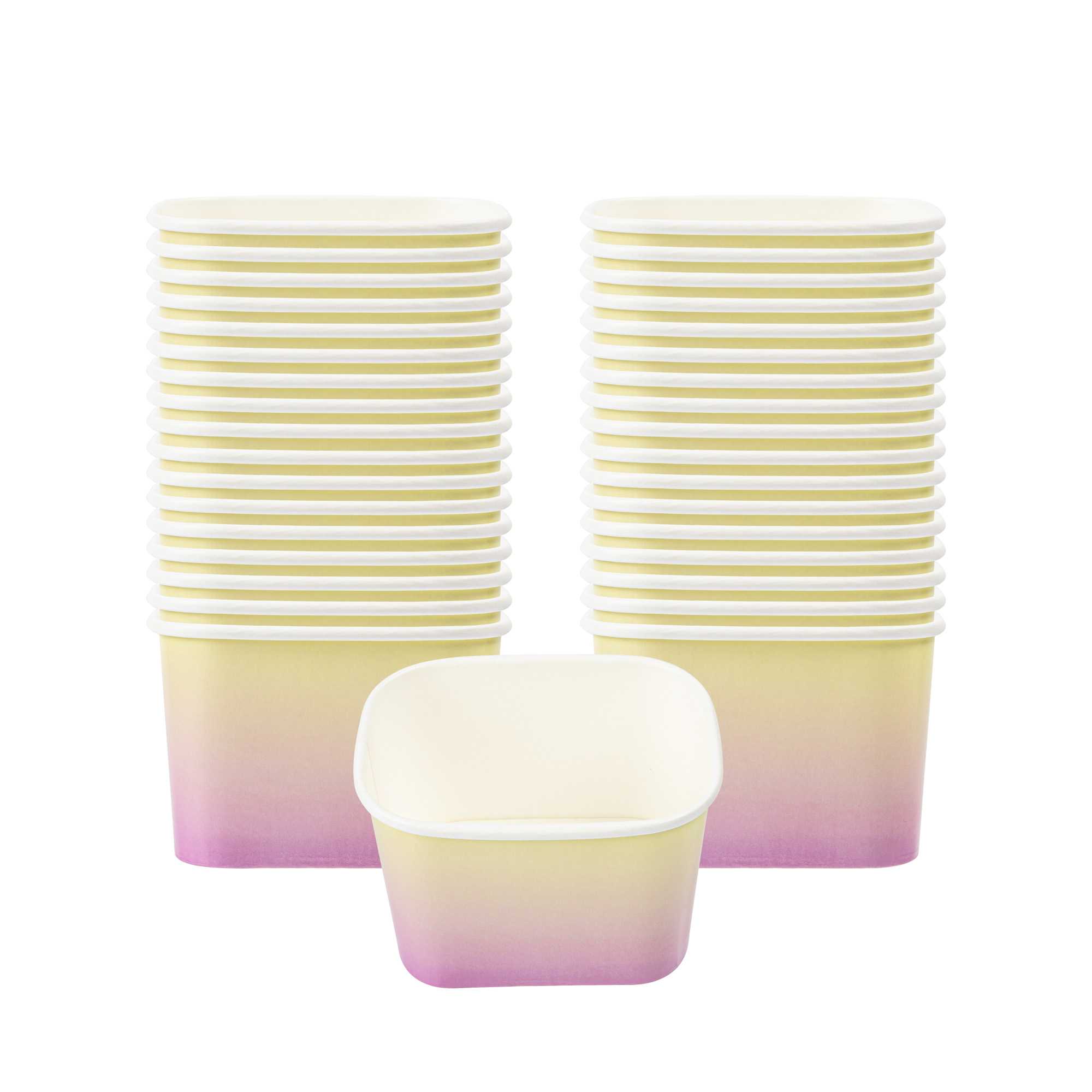 Coppetta 12 oz Square Orange And Blue Ombre Paper To Go Cup - 4 1/4" x 3 1/4" x 2 3/4" - 50 count box