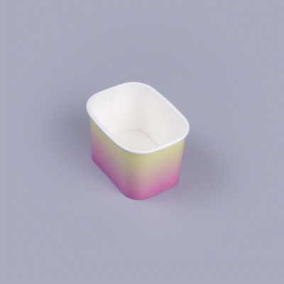 Coppetta 12 oz Square Orange And Blue Ombre Paper To Go Cup - 4 1/4" x 3 1/4" x 2 3/4" - 50 count box