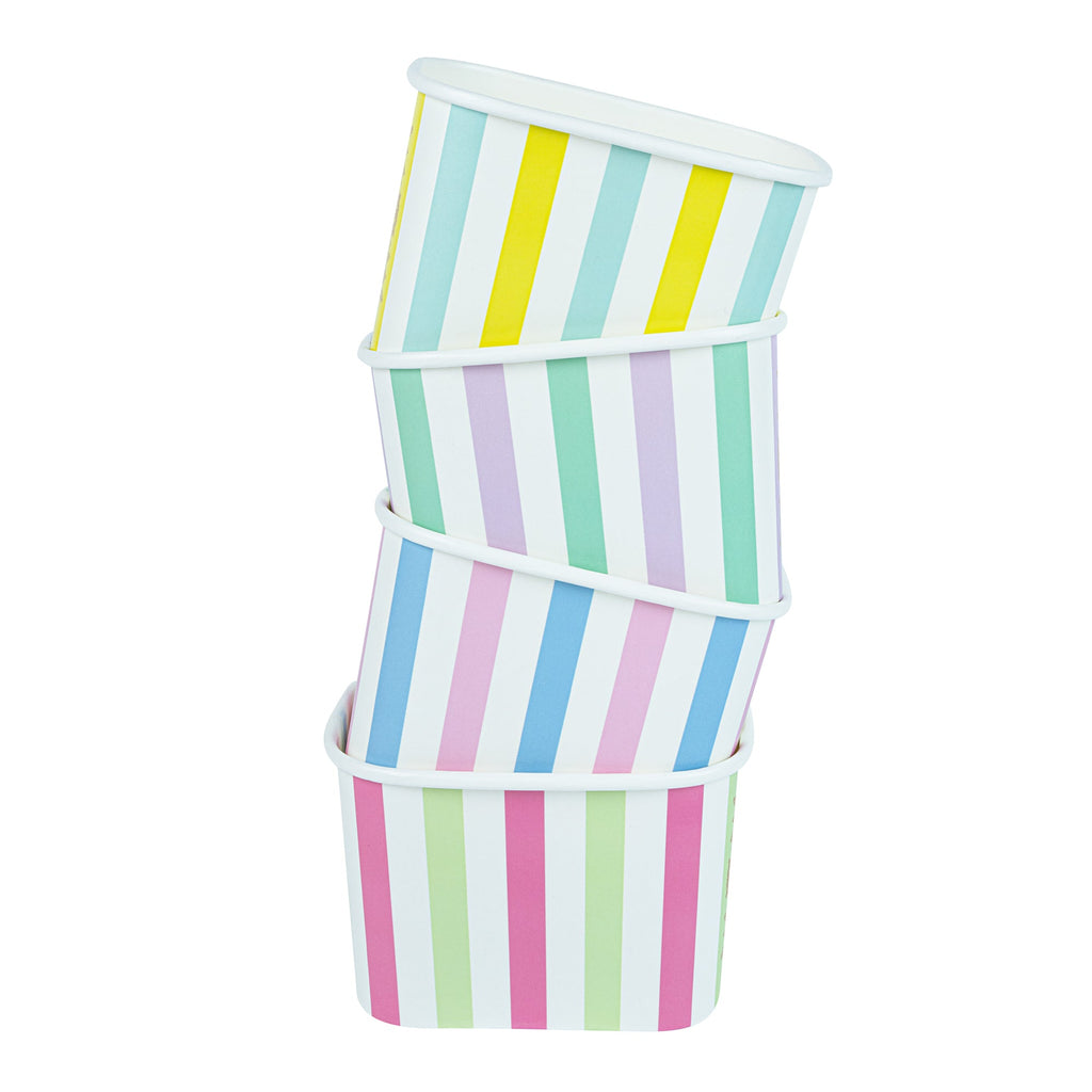 Coppetta 12 oz Square Assorted Stripes Paper To Go Cup - 4 1/4" x 3 1/4" x 2 3/4" - 200 count box
