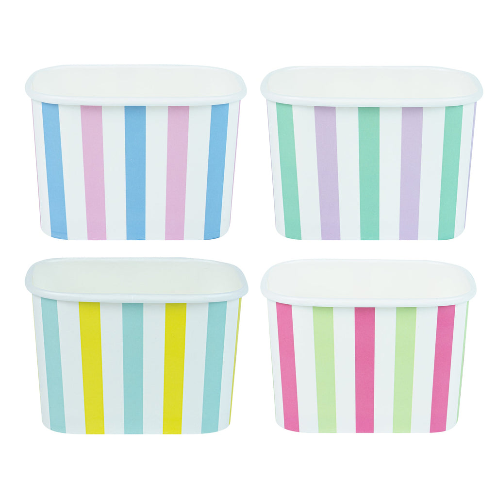 Coppetta 12 oz Square Assorted Stripes Paper To Go Cup - 4 1/4" x 3 1/4" x 2 3/4" - 200 count box