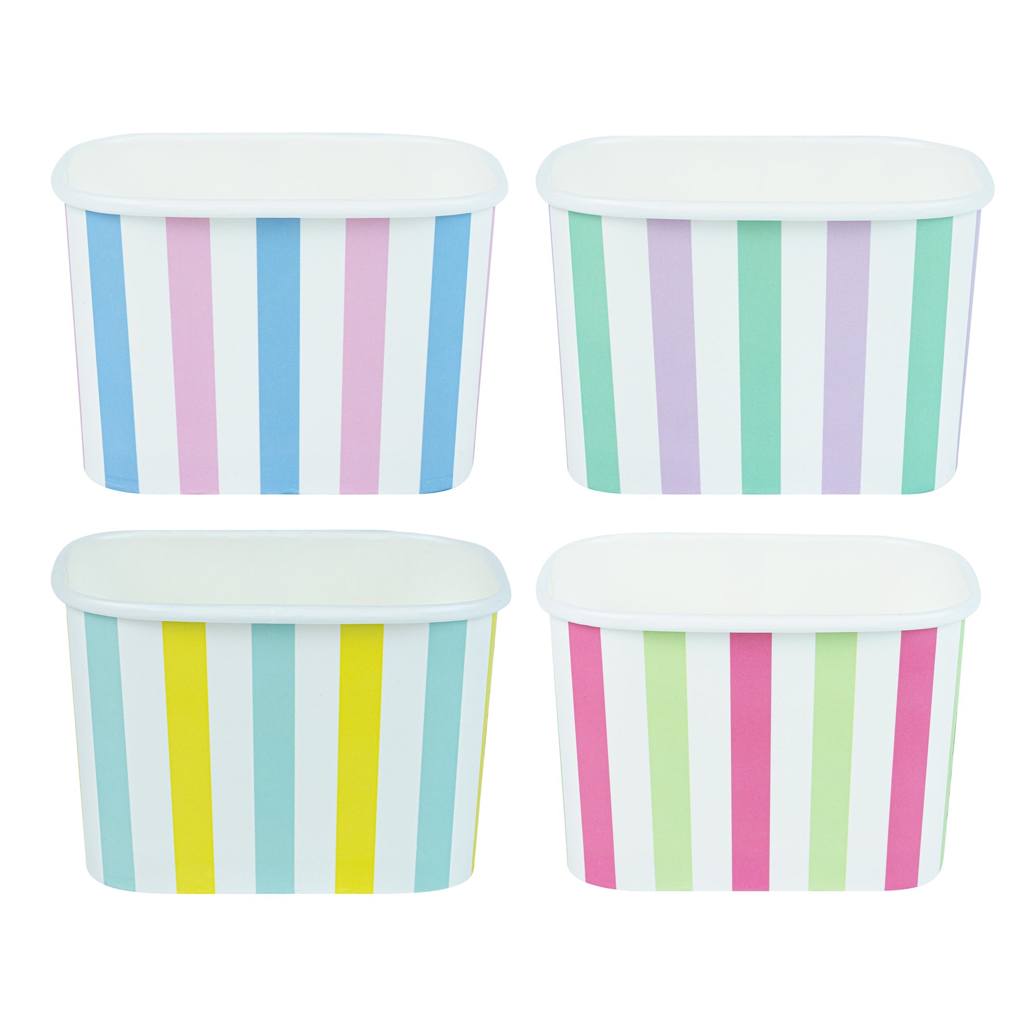 Coppetta 12 oz Square Assorted Stripes Paper To Go Cup - 4 1/4" x 3 1/4" x 2 3/4" - 200 count box