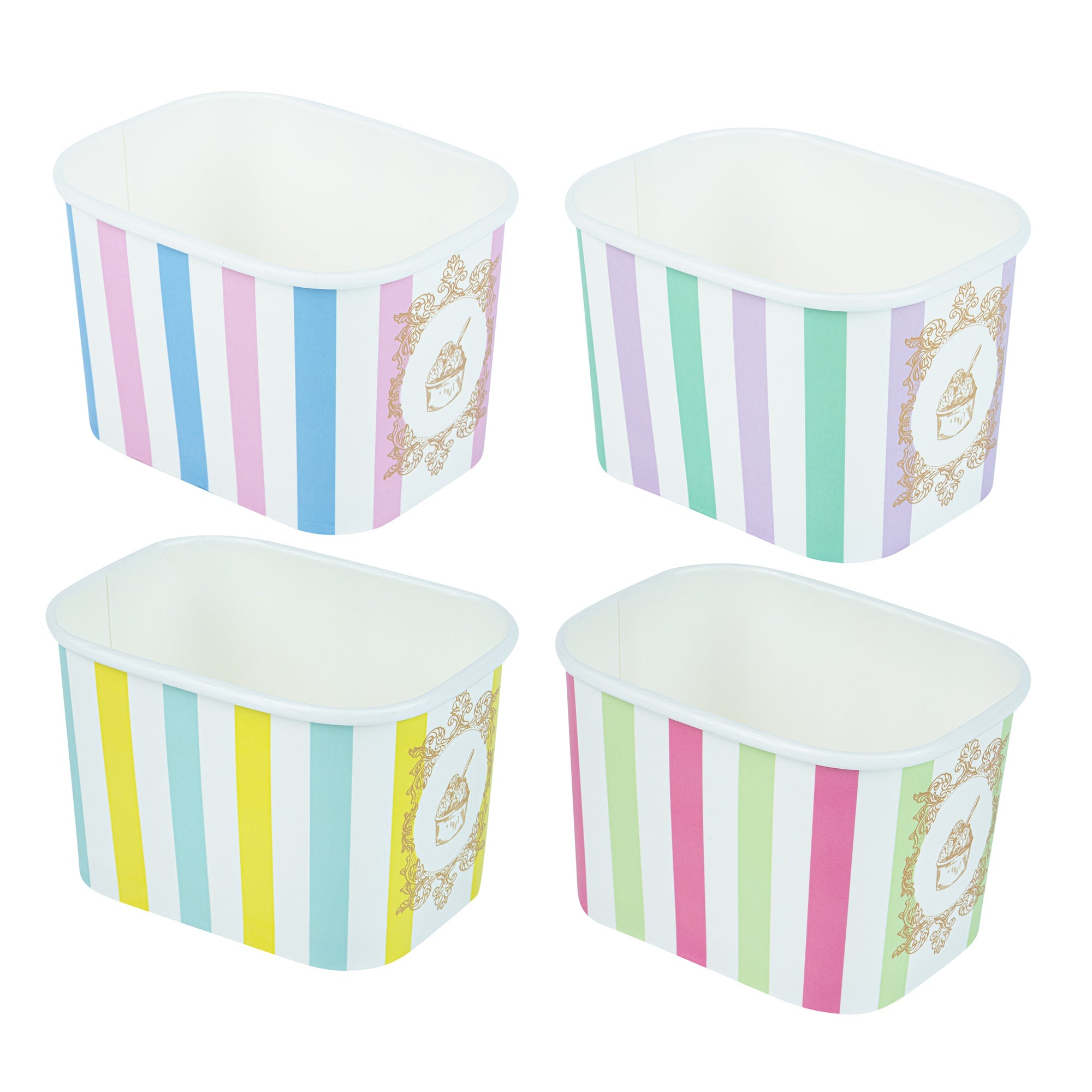 Coppetta 12 oz Square Assorted Stripes Paper To Go Cup - 4 1/4" x 3 1/4" x 2 3/4" - 200 count box