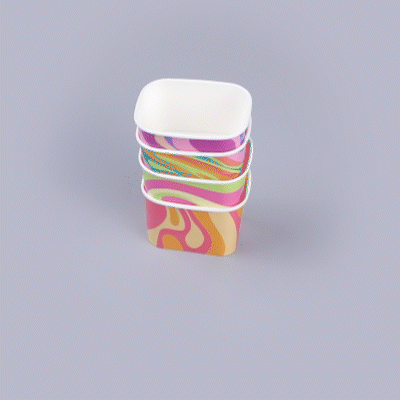 Coppetta 12 oz Square Assorted Groovy Paper To Go Cup - 4 1/4" x 3 1/4" x 2 3/4" - 200 count box