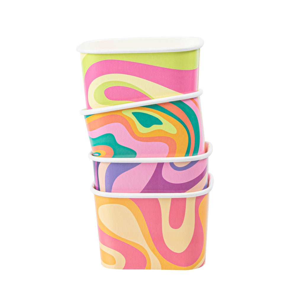 Coppetta 12 oz Square Assorted Groovy Paper To Go Cup - 4 1/4" x 3 1/4" x 2 3/4" - 200 count box