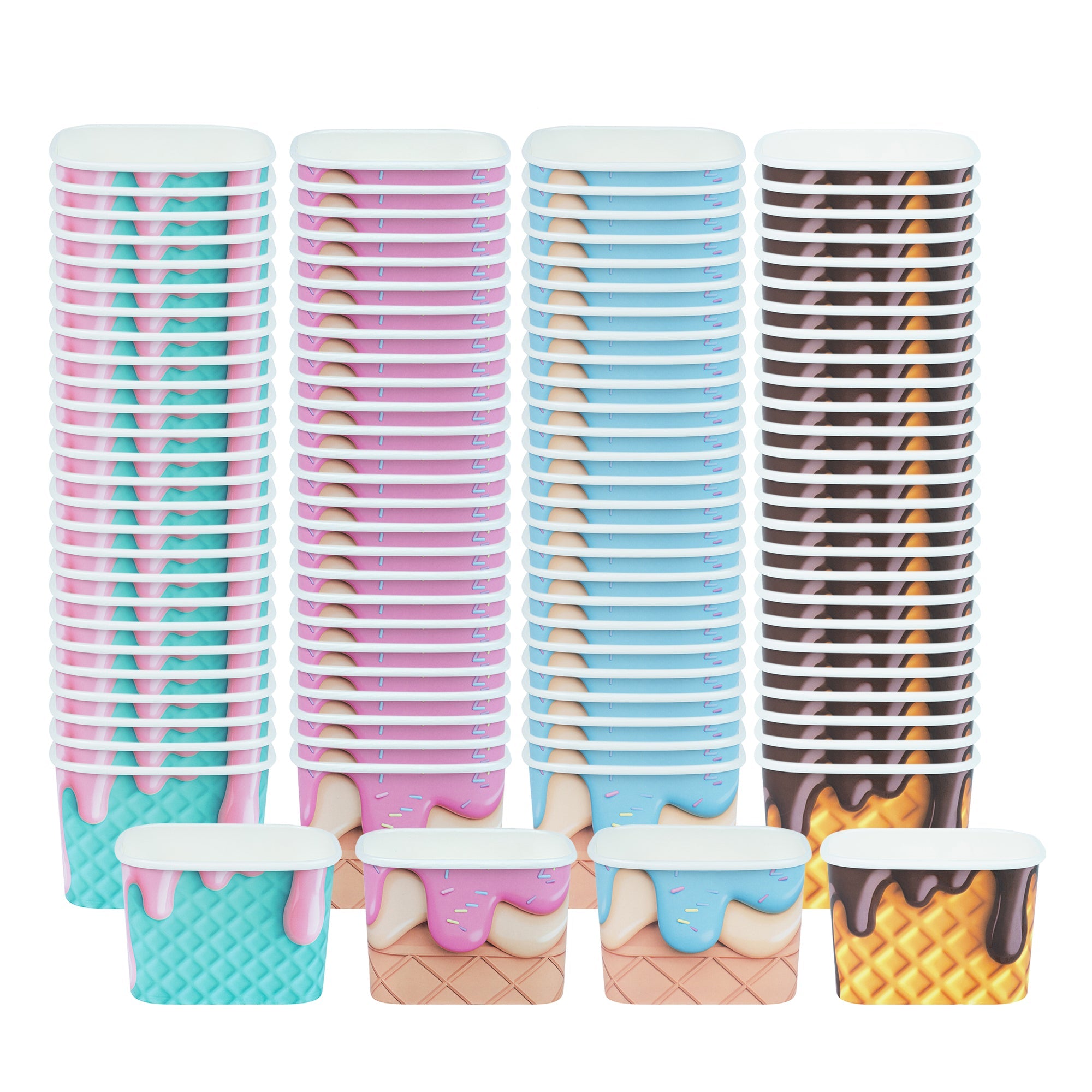 Coppetta 12 oz Square Assorted Cone Paper To Go Cup - 4 1/4" x 3 1/4" x 2 3/4" - 200 count box