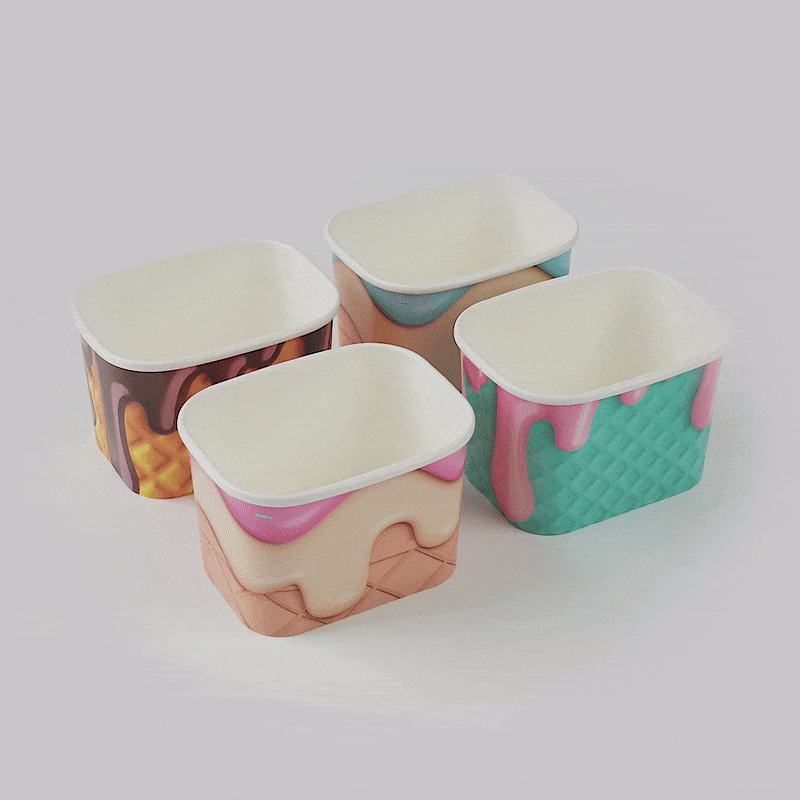 Coppetta 12 oz Square Assorted Cone Paper To Go Cup - 4 1/4" x 3 1/4" x 2 3/4" - 200 count box