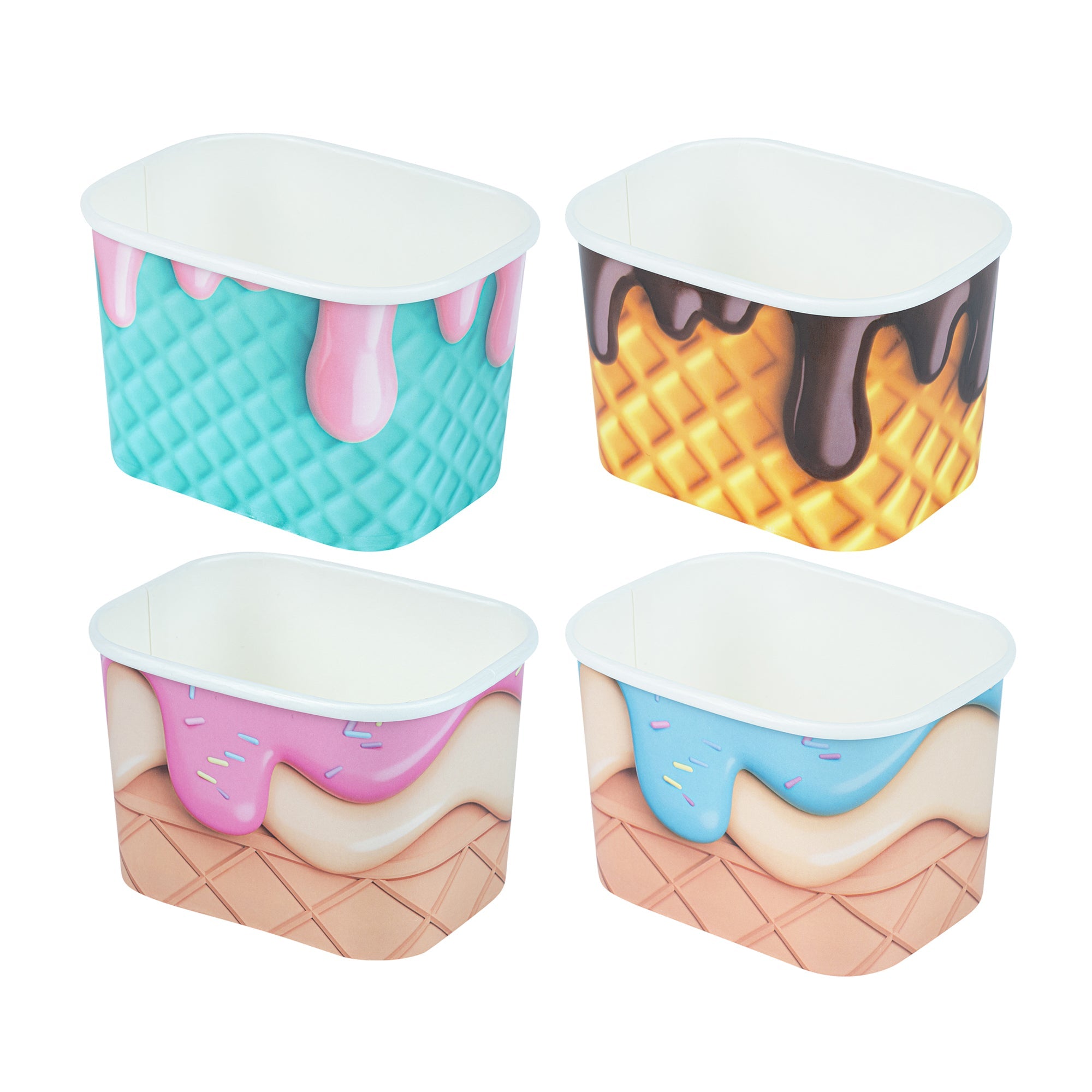 Coppetta 12 oz Square Assorted Cone Paper To Go Cup - 4 1/4" x 3 1/4" x 2 3/4" - 200 count box