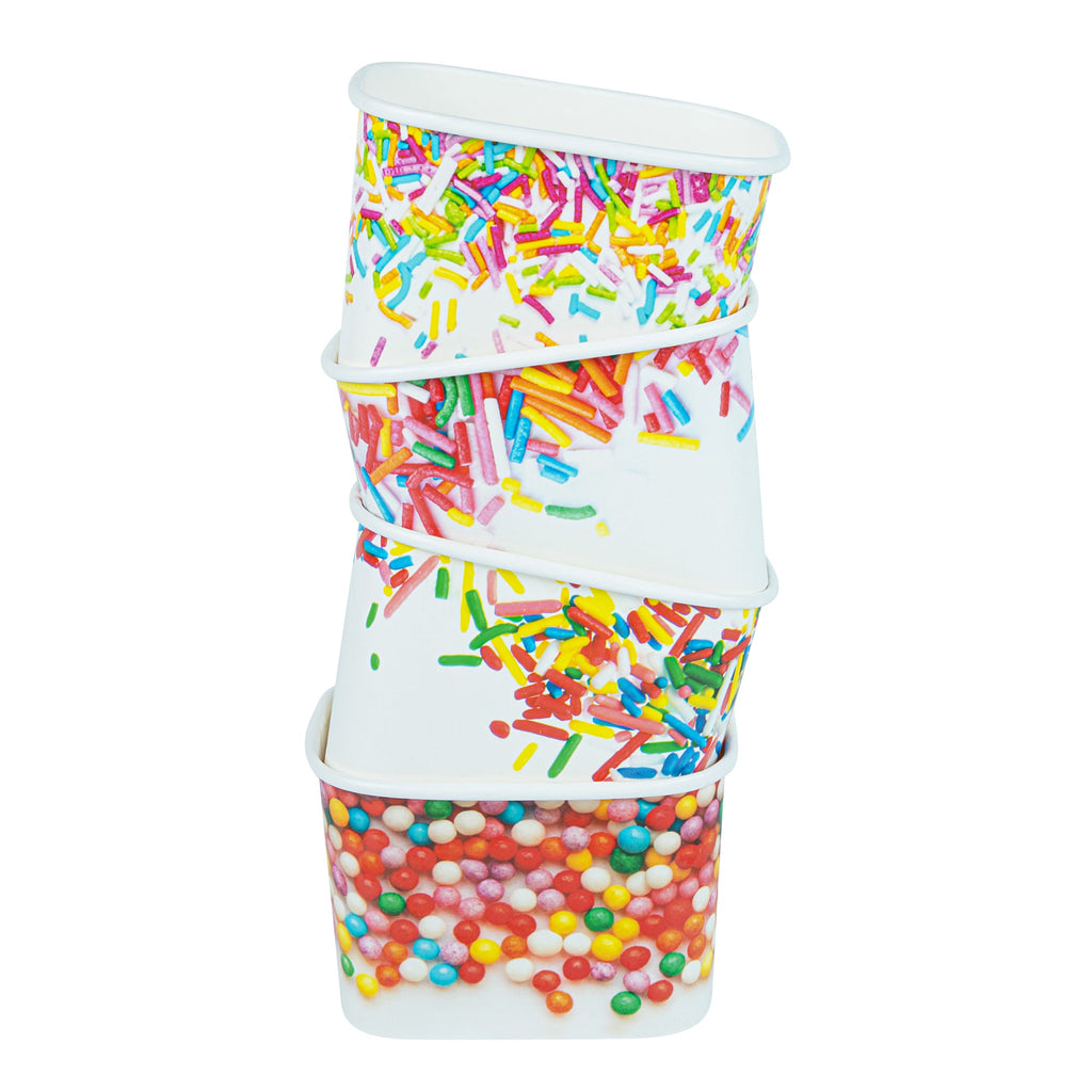 Coppetta 12 oz Square Assorted Sprinkles Paper To Go Cup - 4 1/4" x 3 1/4" x 2 3/4" - 200 count box