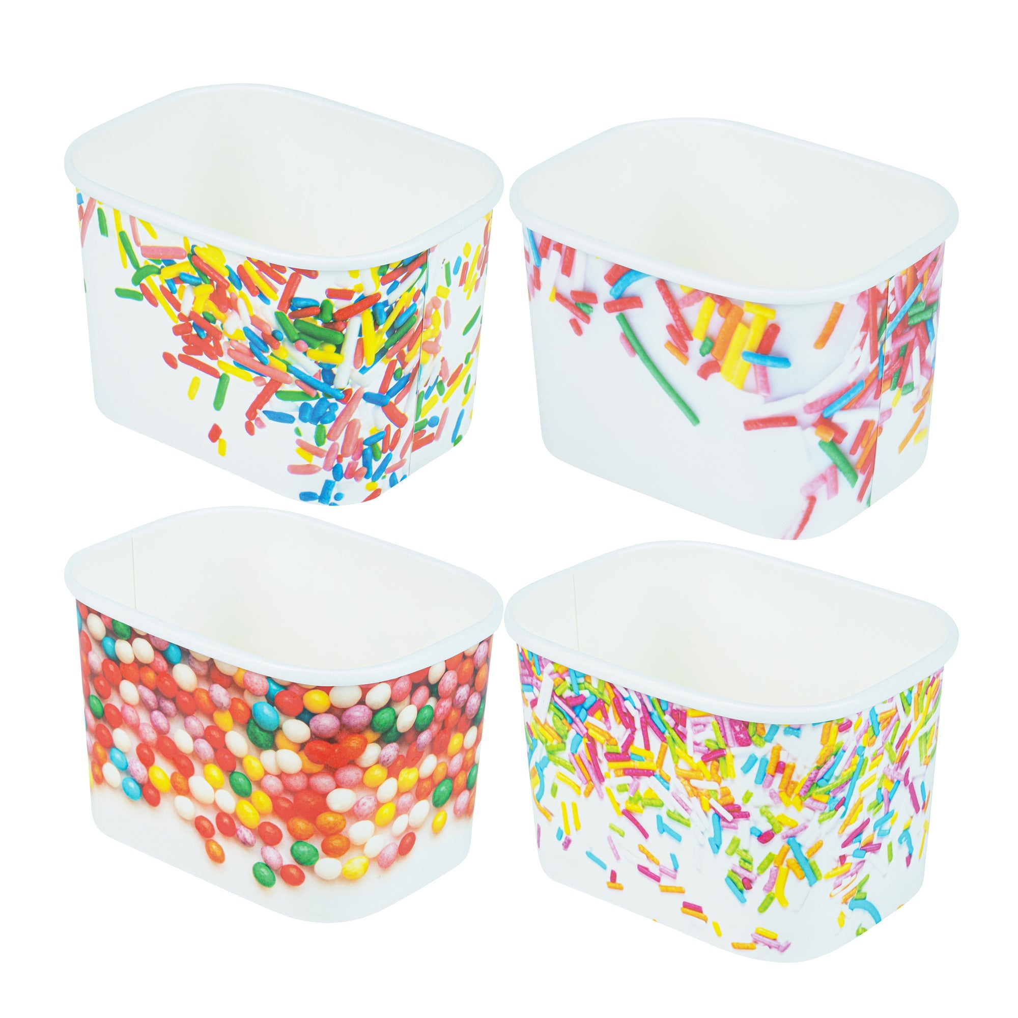 Coppetta 12 oz Square Assorted Sprinkles Paper To Go Cup - 4 1/4" x 3 1/4" x 2 3/4" - 200 count box