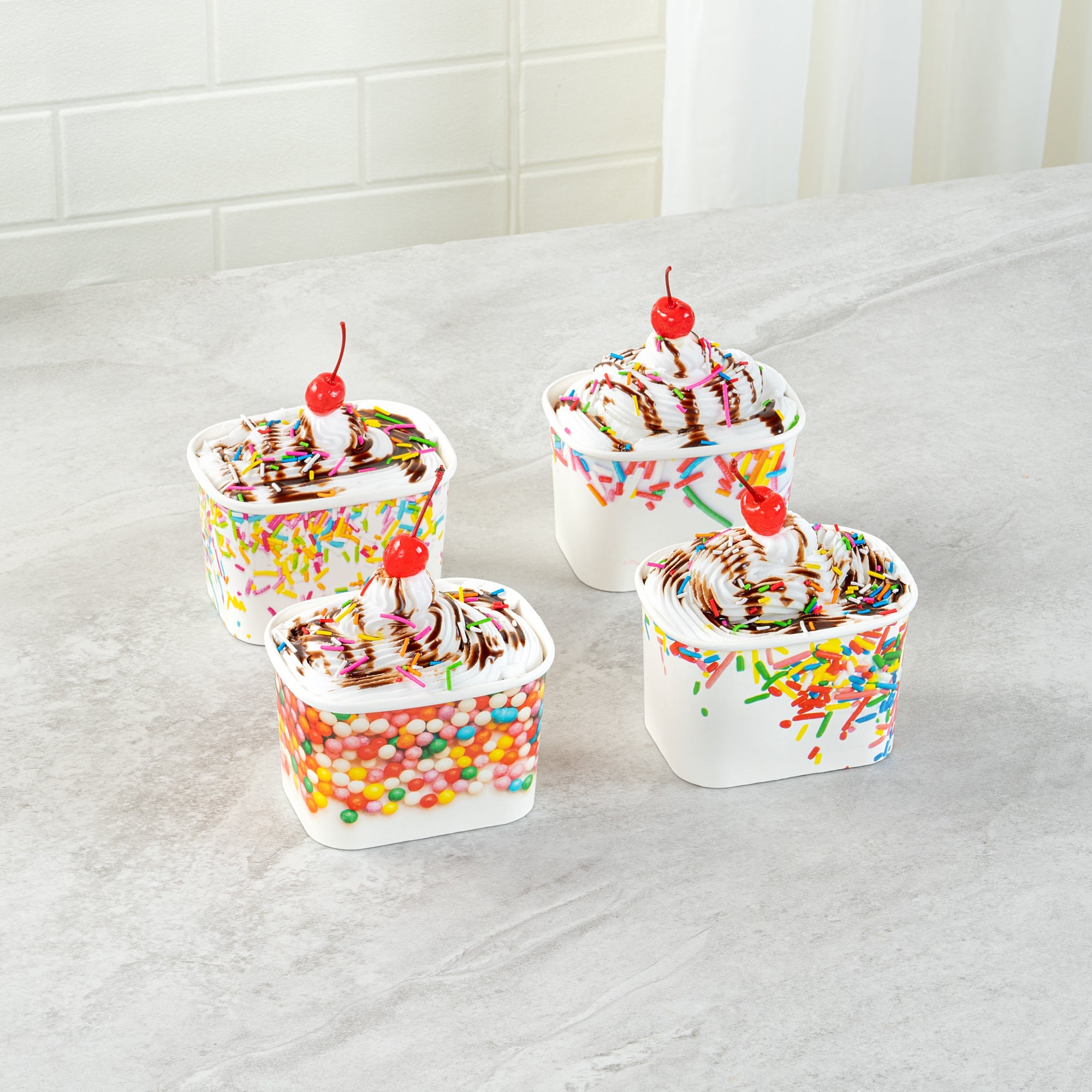 Coppetta 12 oz Square Assorted Sprinkles Paper To Go Cup - 4 1/4" x 3 1/4" x 2 3/4" - 200 count box