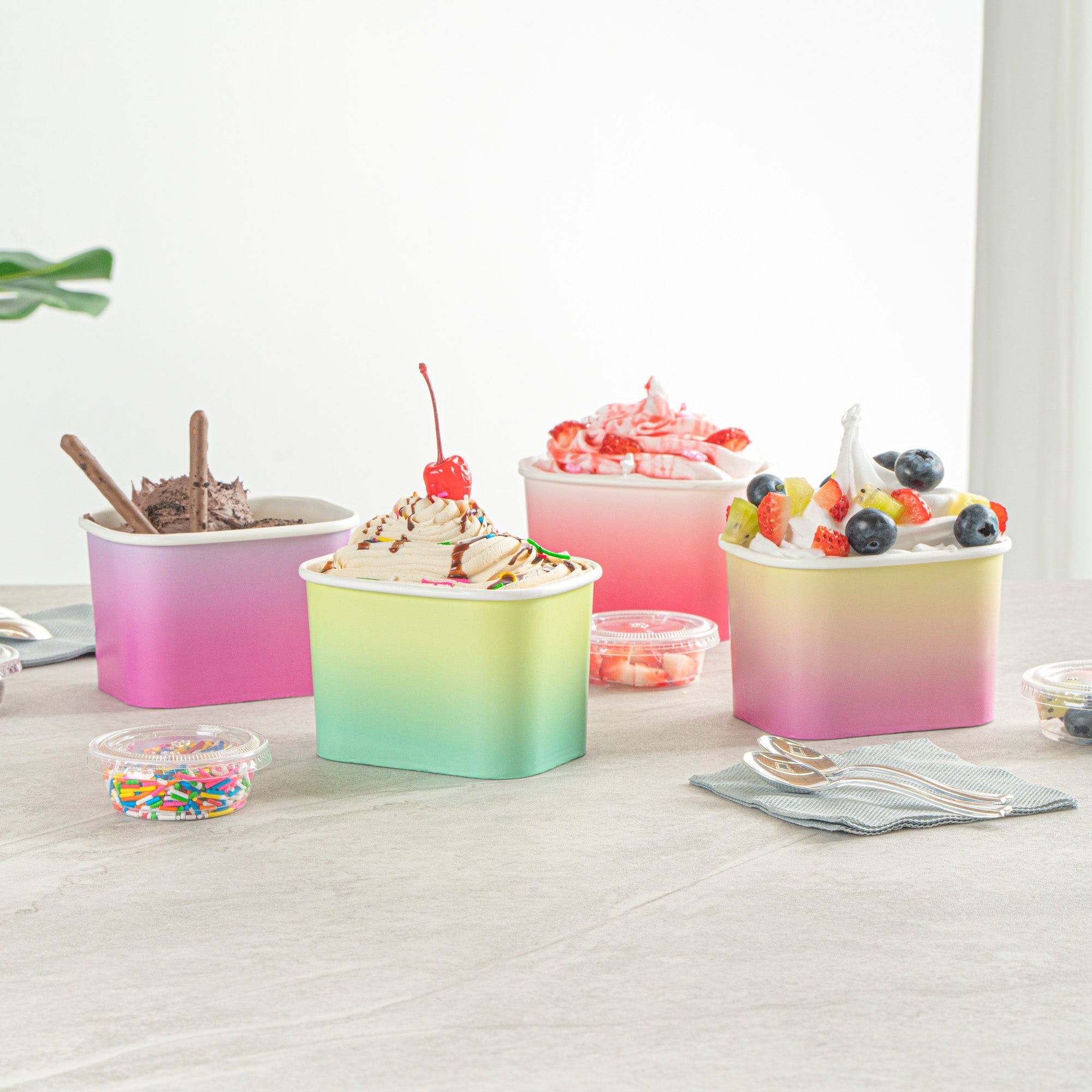 Coppetta 12 oz Square Assorted Ombre Paper To Go Cup - 4 1/4" x 3 1/4" x 2 3/4" - 200 count box