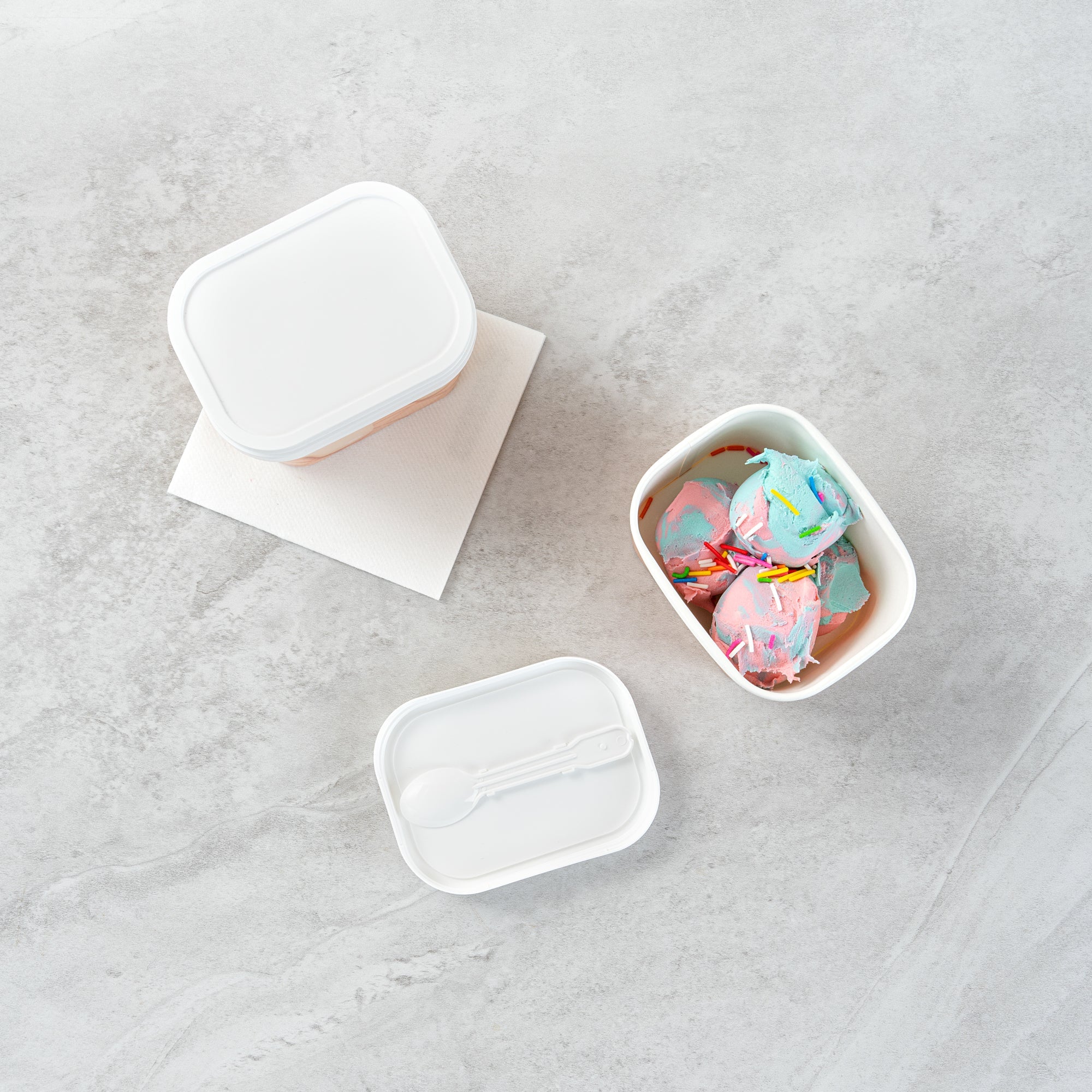 Coppetta Square White Plastic Lid - Fits 7 and 12 oz To Go Cup, with Spoon - 50 count box