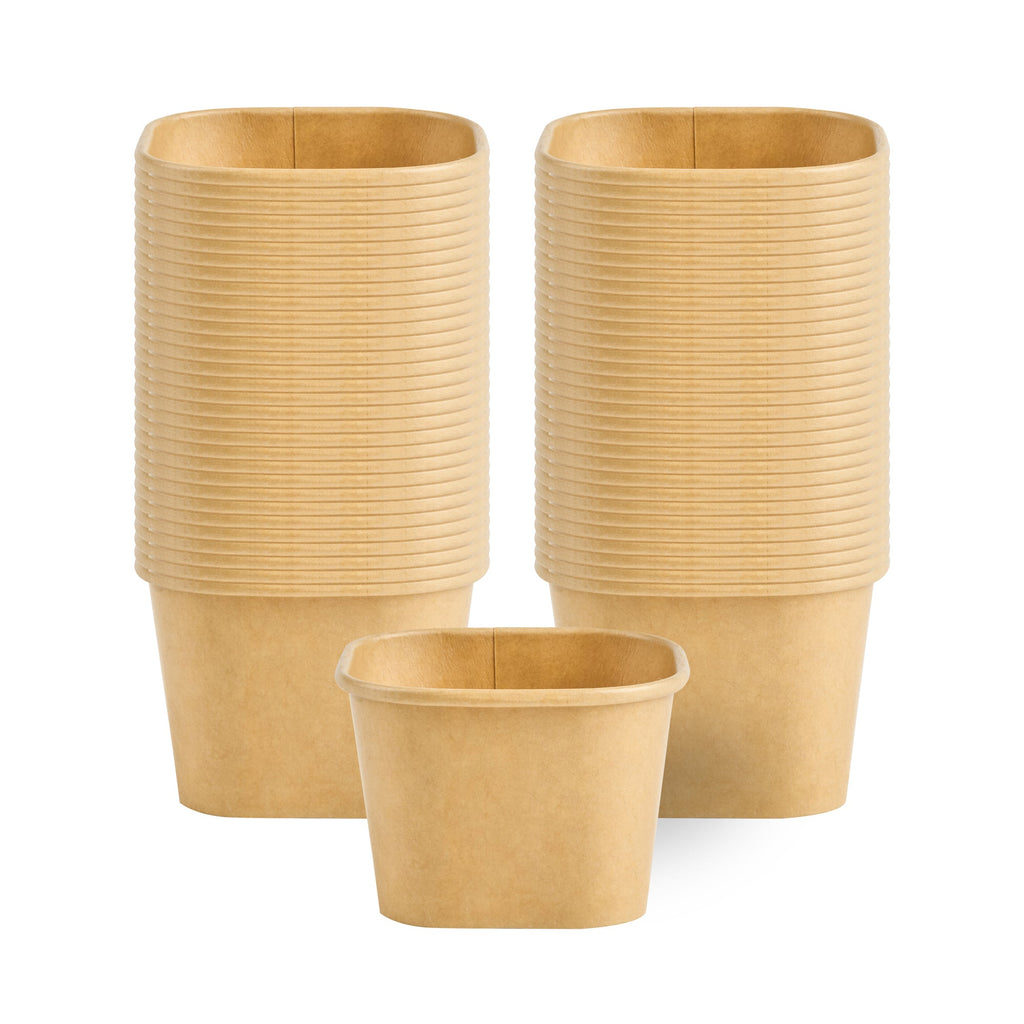 Coppetta 3 oz Square Kraft Paper To Go Cup - 2 1/2" x 2 1/2" x 1 3/4" - 200 count box