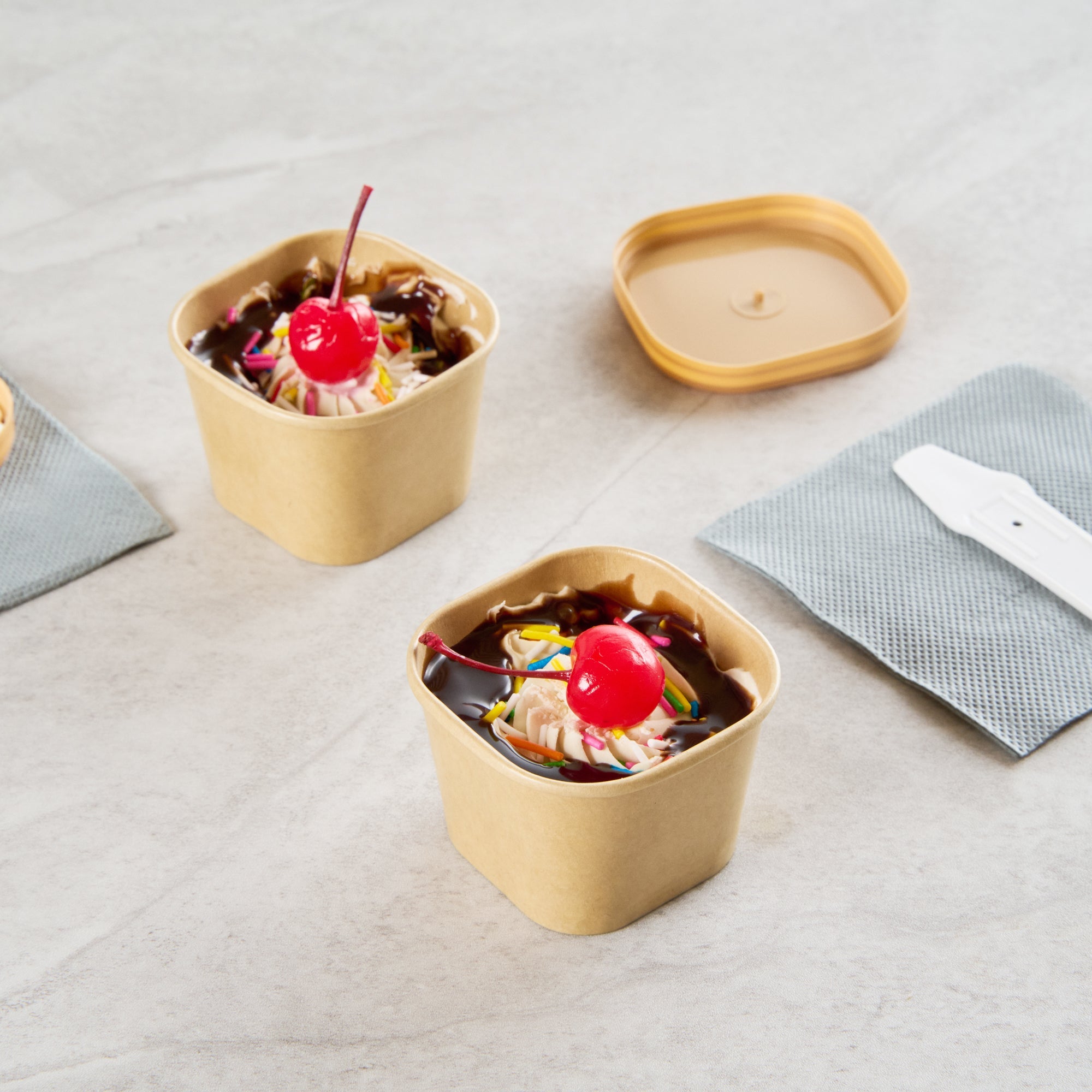 Coppetta 3 oz Square Kraft Paper To Go Cup - 2 1/2" x 2 1/2" x 1 3/4" - 200 count box
