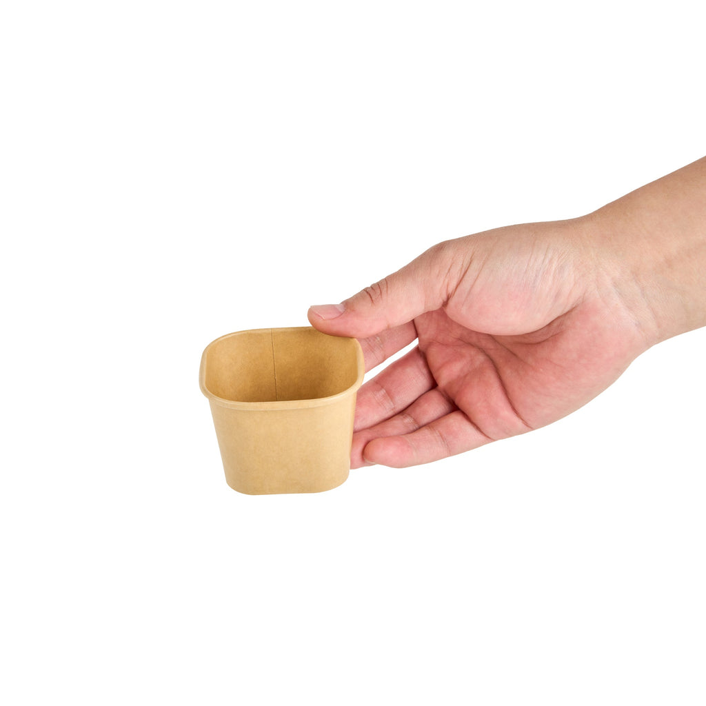 Coppetta 3 oz Square Kraft Paper To Go Cup - 2 1/2" x 2 1/2" x 1 3/4" - 50 count box