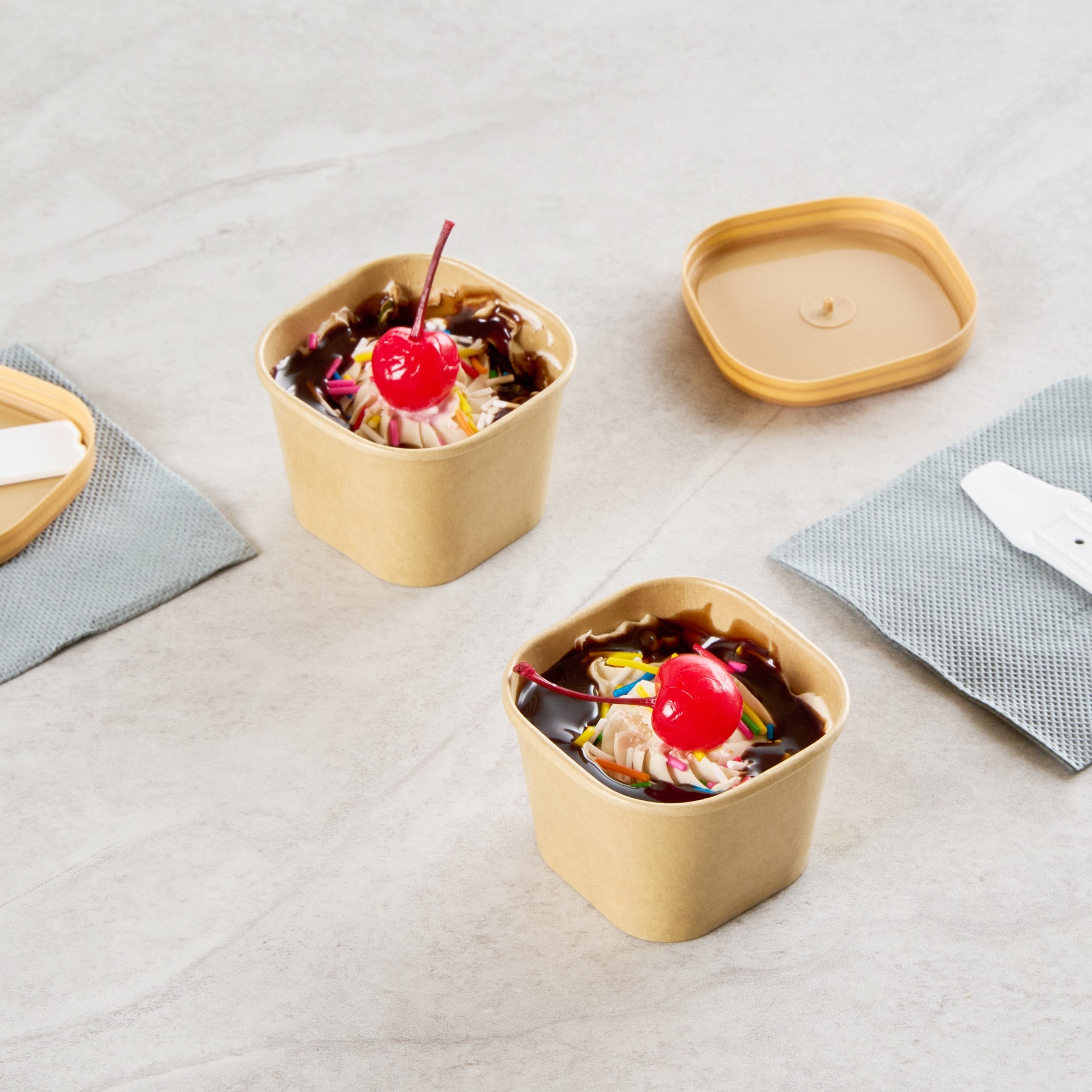 Coppetta 3 oz Square Kraft Paper To Go Cup - 2 1/2" x 2 1/2" x 1 3/4" - 50 count box