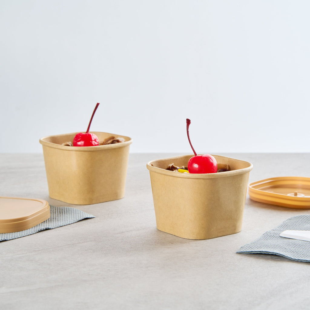 Coppetta 3 oz Square Kraft Paper To Go Cup - 2 1/2" x 2 1/2" x 1 3/4" - 50 count box