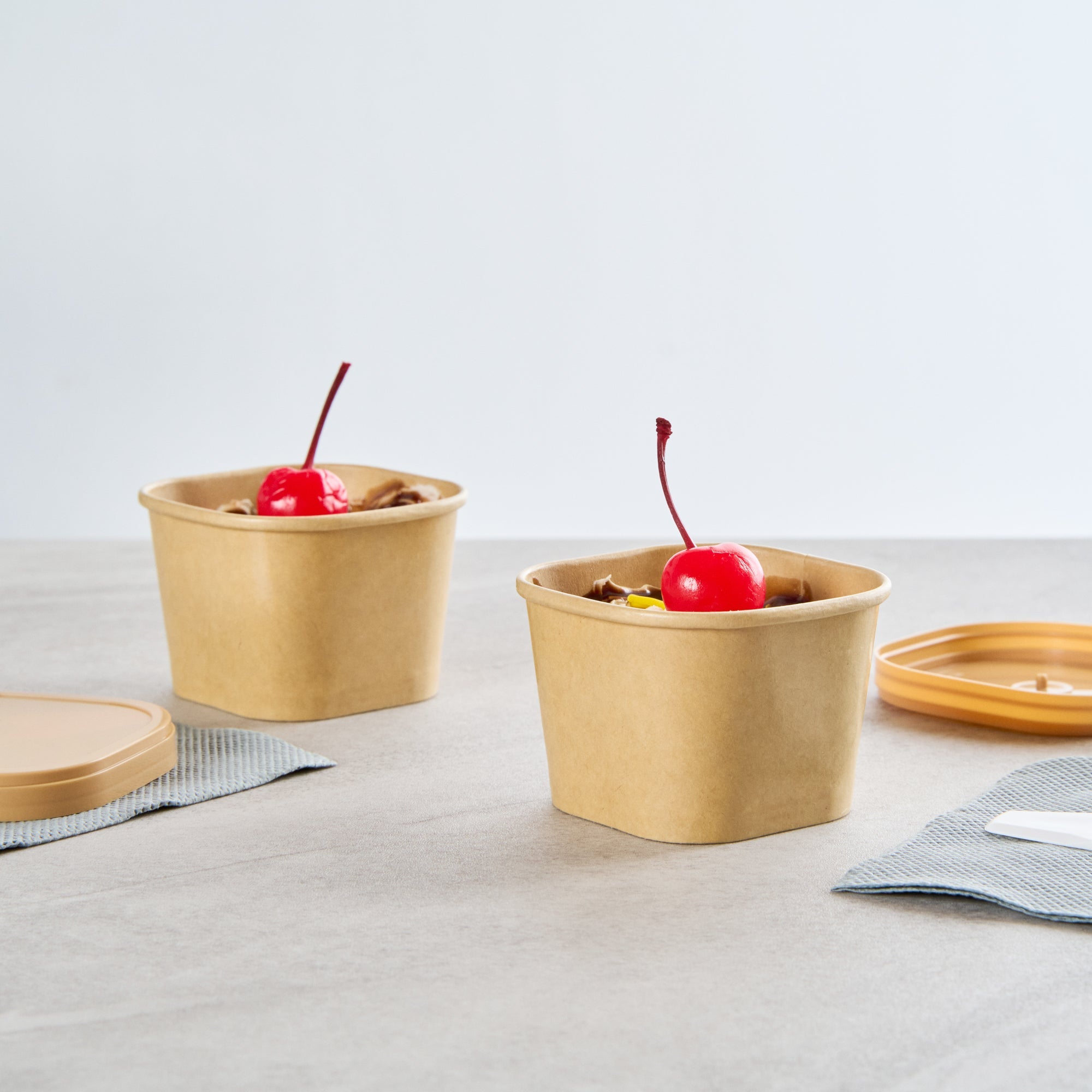 Coppetta 3 oz Square Kraft Paper To Go Cup - 2 1/2" x 2 1/2" x 1 3/4" - 50 count box