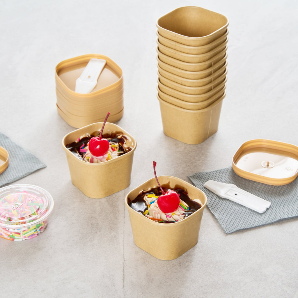 Coppetta 3 oz Square Kraft Paper To Go Cup - 2 1/2" x 2 1/2" x 1 3/4" - 200 count box