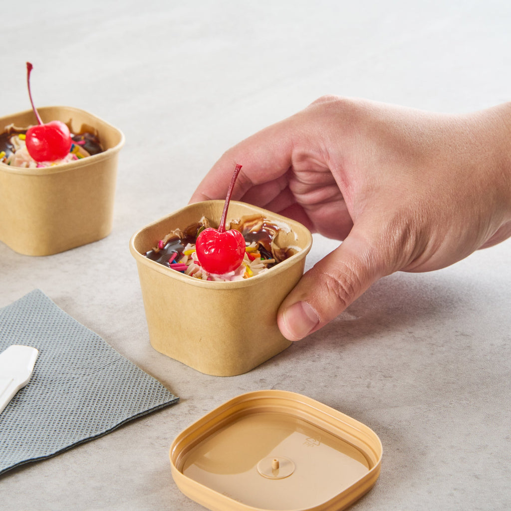 Coppetta 3 oz Square Kraft Paper To Go Cup - 2 1/2" x 2 1/2" x 1 3/4" - 200 count box